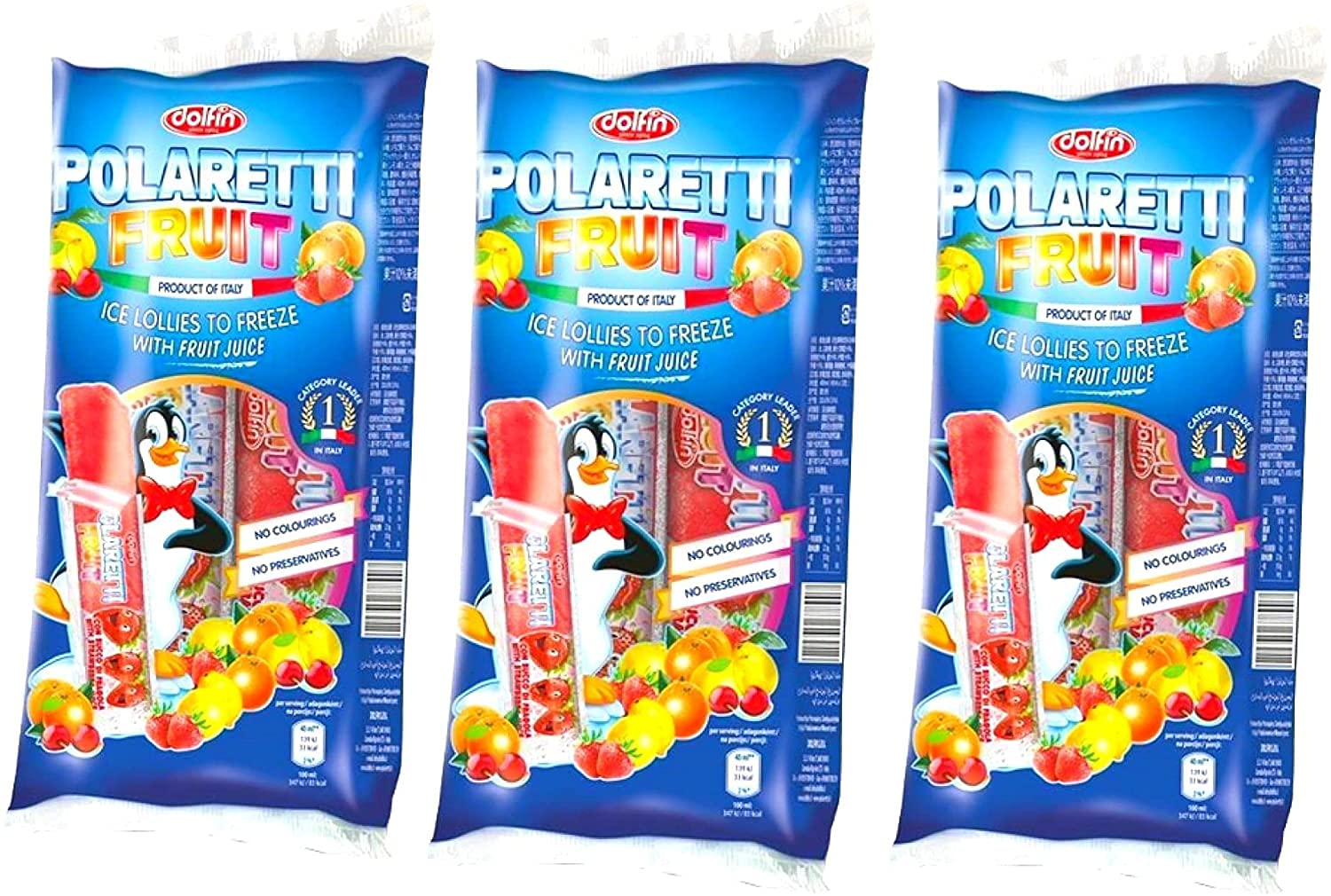 Polaretti Fruit Juice Freezer Pops Ice Lollies to Freeze Pack of 30x40ml -Flavours of Strawberry, Orange Lemon And Black Cherry Freezable Lollies Packs - 3X (10 x 40mls)