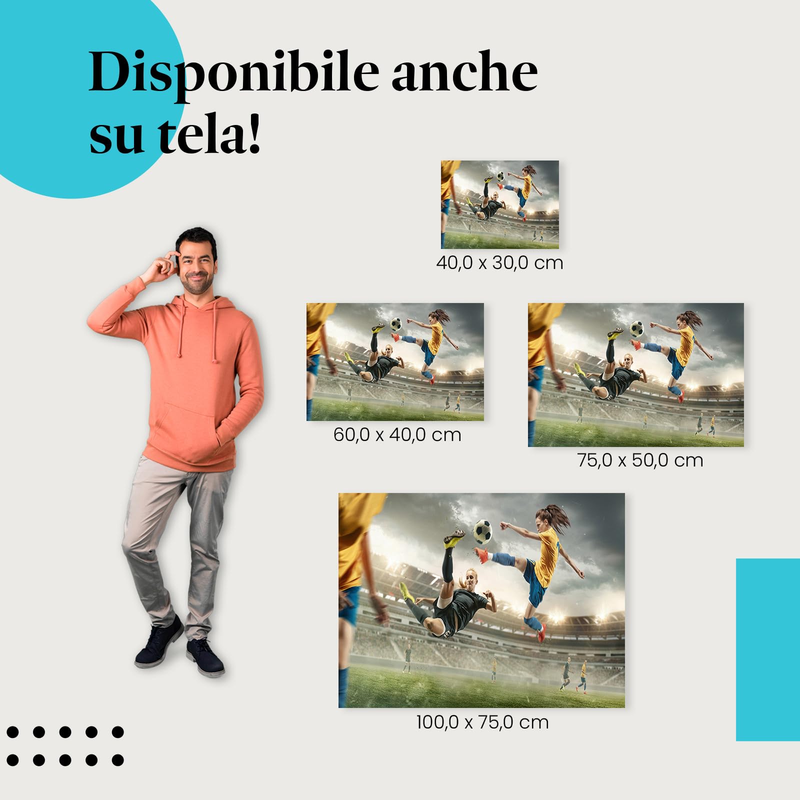 Postereck - 3527 - Calcio, donna palla stadio sport gioco squadra - Decorazione da Parete, Stampa Fotografica, Ideen Regalo, Stampa d'Arte - Tela - 100,0 cm x 75,0 cm