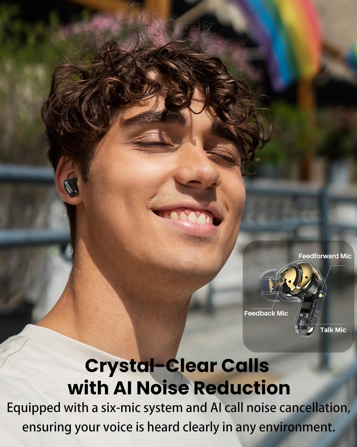 TOZO NC20 Pro Auriculares Bluetooth 6.0, Pantalla táctil & ANC 52dB | Audio LDAC Hi-Res, 12mm controlador,6 mics ENC,carga rápida e inalámbrica, 12mm controlador, IPX8,detección de uso,modo juego