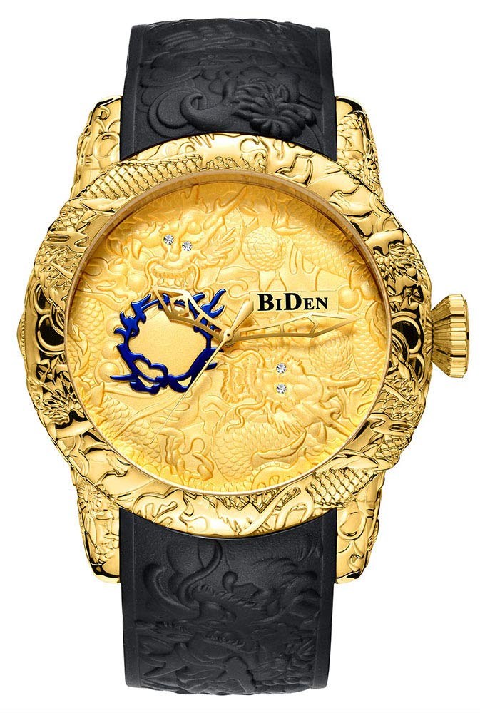 MASTOP Mens Fashion Big Dial 3D Sculpture Dragon Watches Men Quartz Watches Luxury Exquisite Creative Watch, Black Gold, Quartz Watches - Analog, Rubber (B08CZJGFBJ) Amazon Price History, Amazon Price Tracker
