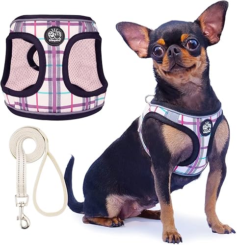 Arnés para perros pequeños sin tirones juego de arnés y correa para perros pequeños arnés para cachorros para perros pequeños chaleco reflectante