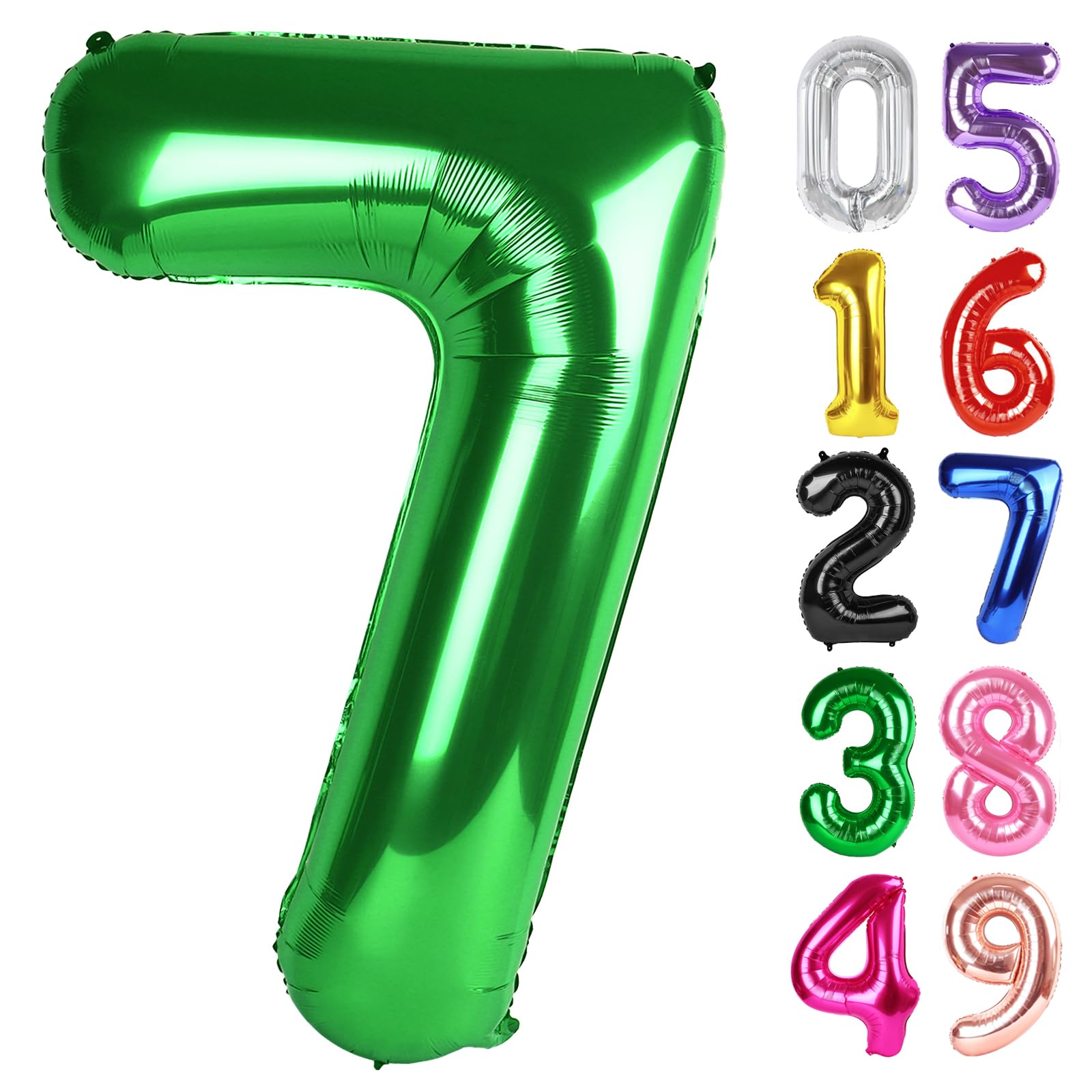 Green Number 7 Balloon 40 Inch, 7th Birthday Party Decorations Men Women