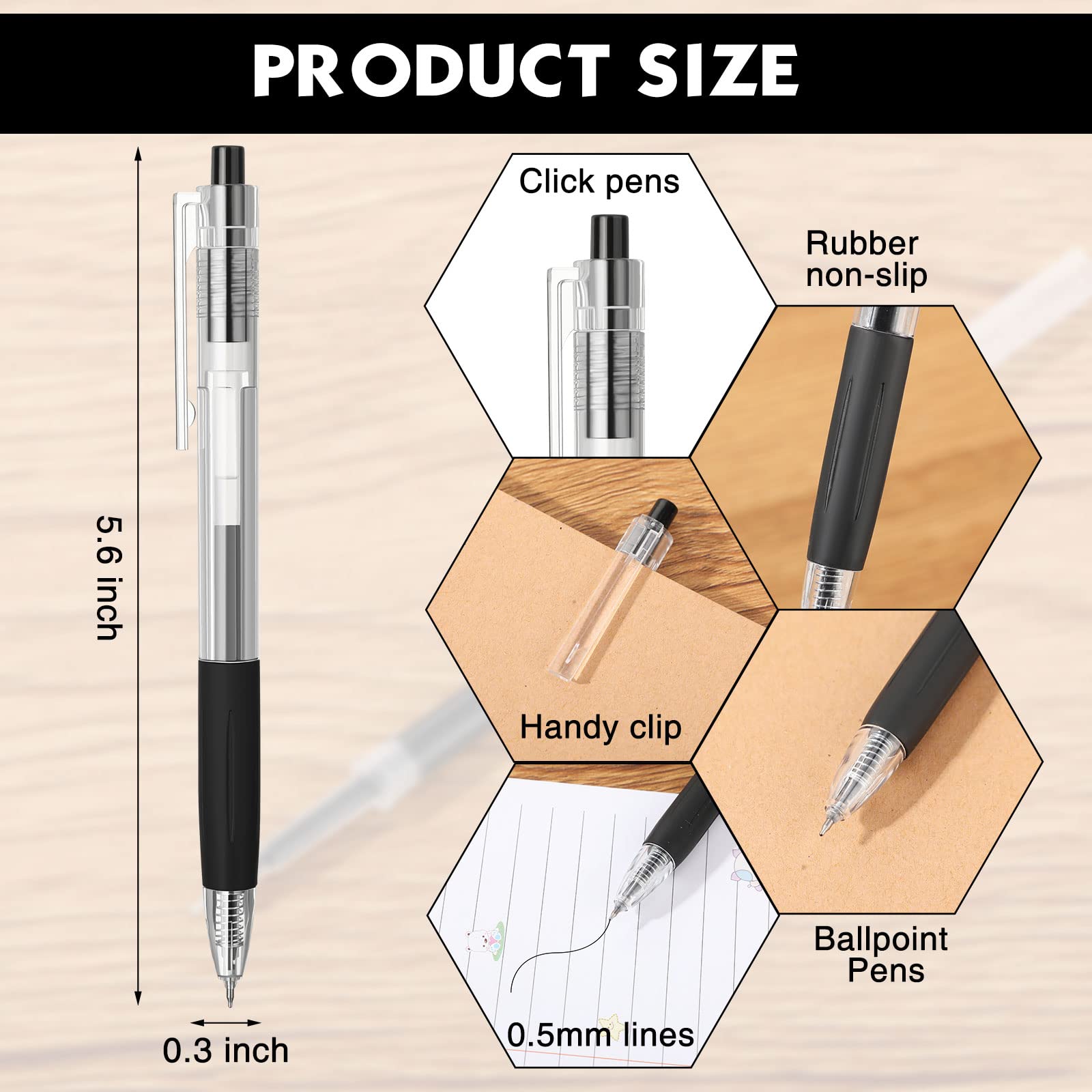 400 Count Pens Bulk Black Retractable Ballpoint Pens