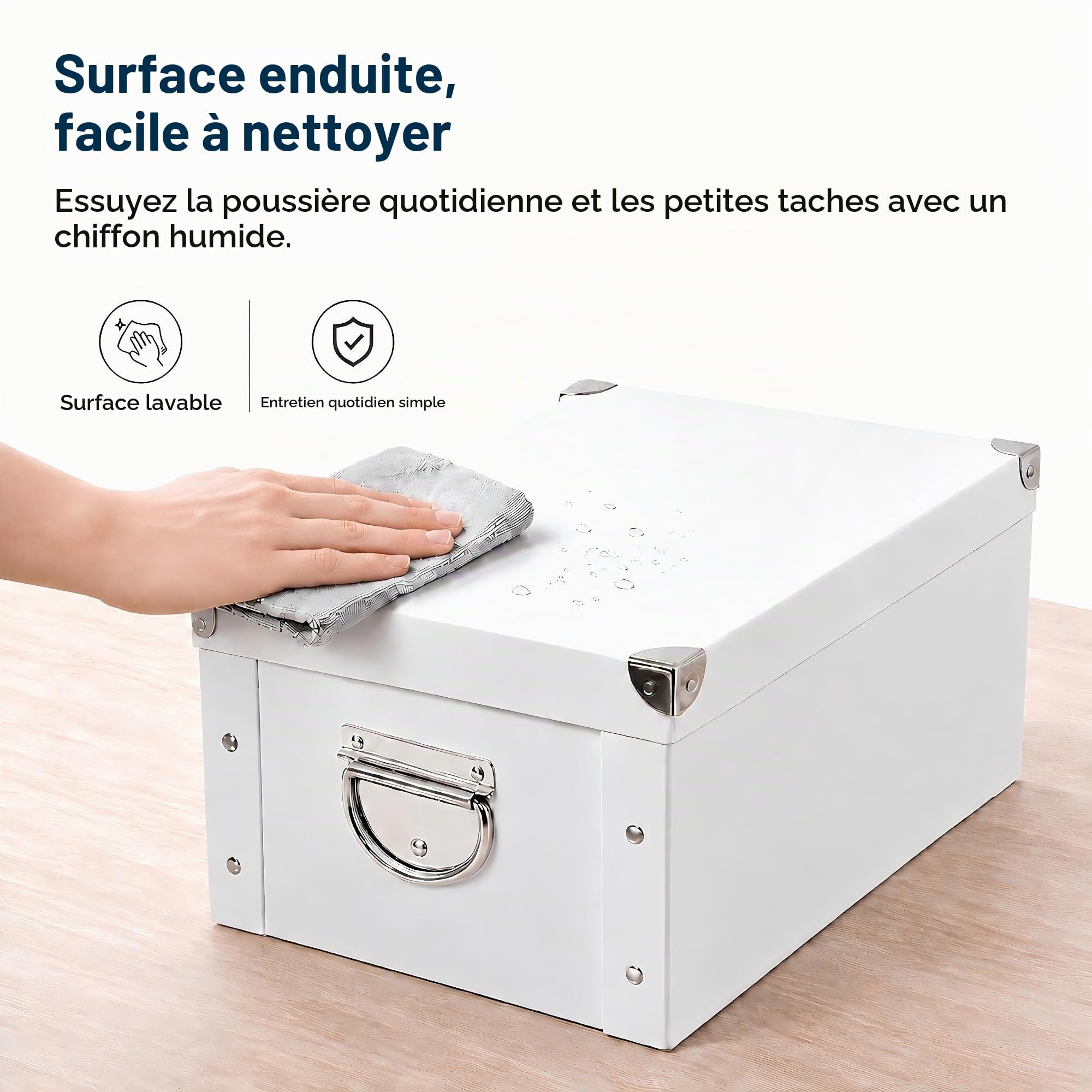 GUOZI Boîte de rangement pliable, boîte à souvenirs décorative avec couvercle et coins renforcés en métal, poubelle à dossiers en carton avec poignées, boîte cadeau pour souvenirs, jouets, photos,