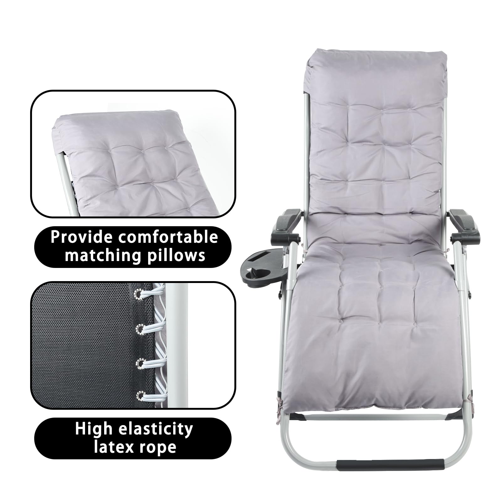 OHMG Sillas de Patio reclinables Tumbonas Cero Gravedad Tumbonas Jardín al Aire Libre Silla mecedora Cubierta para Playa Camping apoya 200 kg