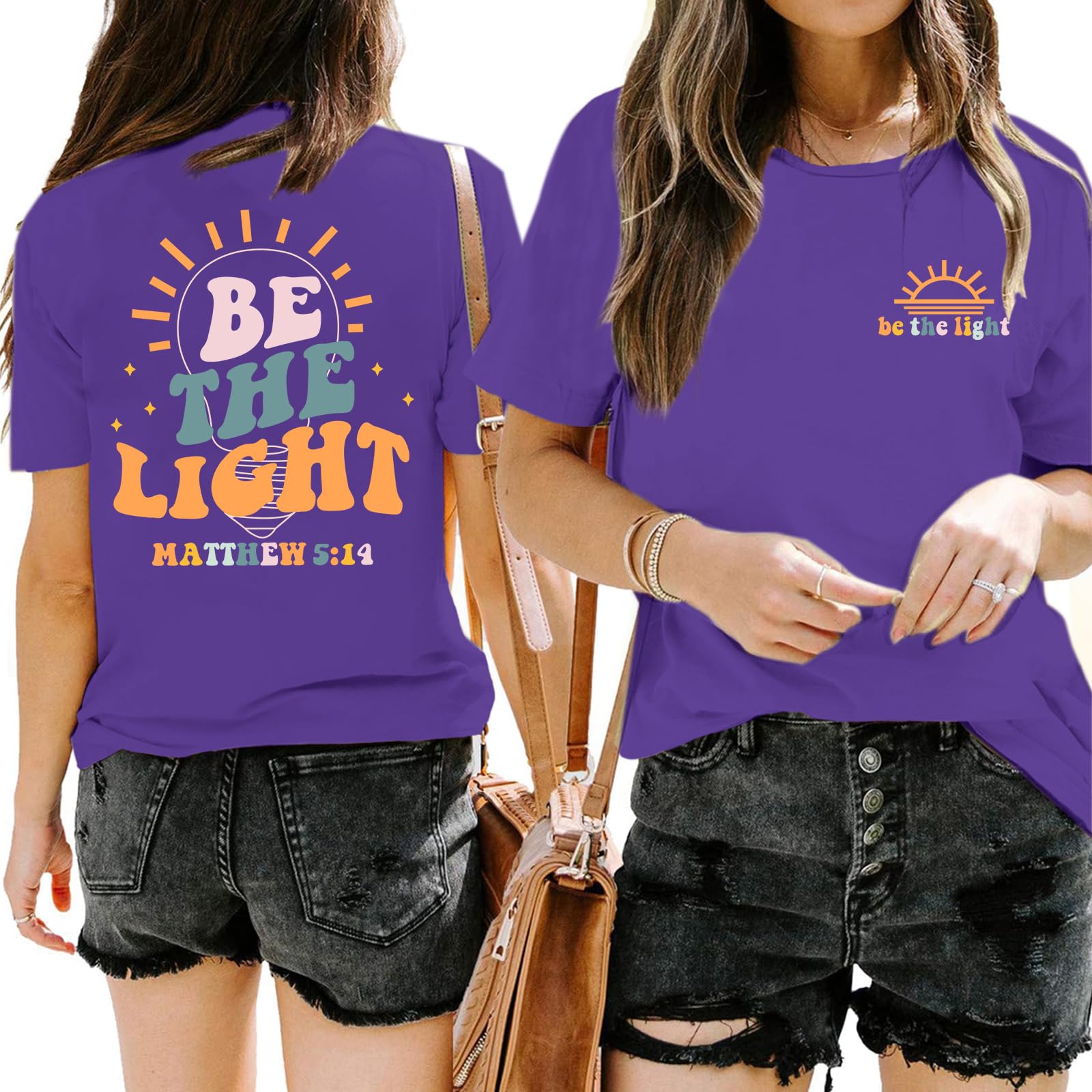 Sulayesh Christian Shirts Women Jesus Faith Tshirt Bible Verse Be The Light Shirt Inspirational Religious Graphic Tees Top