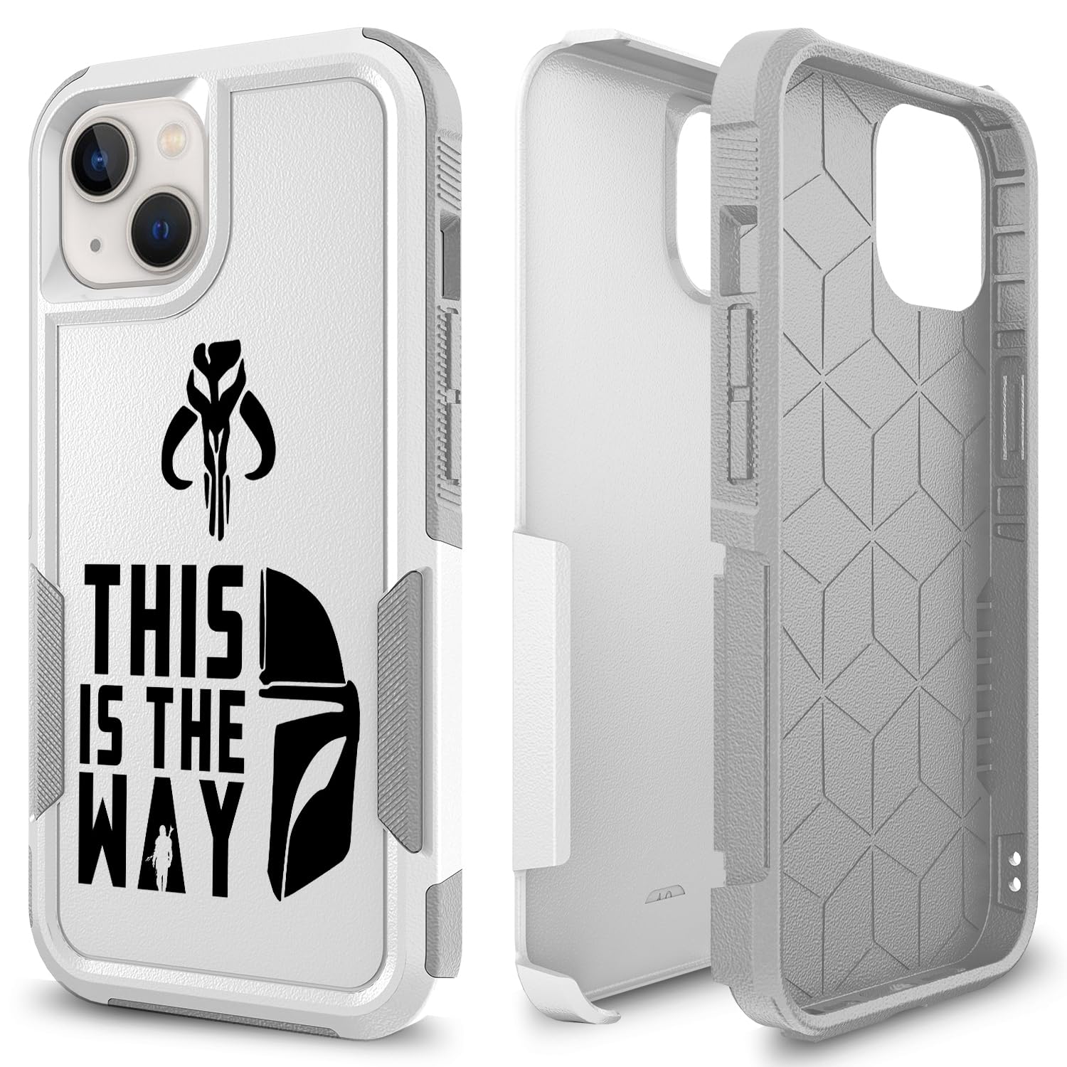 Candykisscase Case for iPhone 13, Mandalorian Halmet Pattern Shock-Absorption Hard PC and Inner Silicone Hybrid Dual Layer Armor Defender Case Protective Cover for iPhone 13 (6.1 inch)