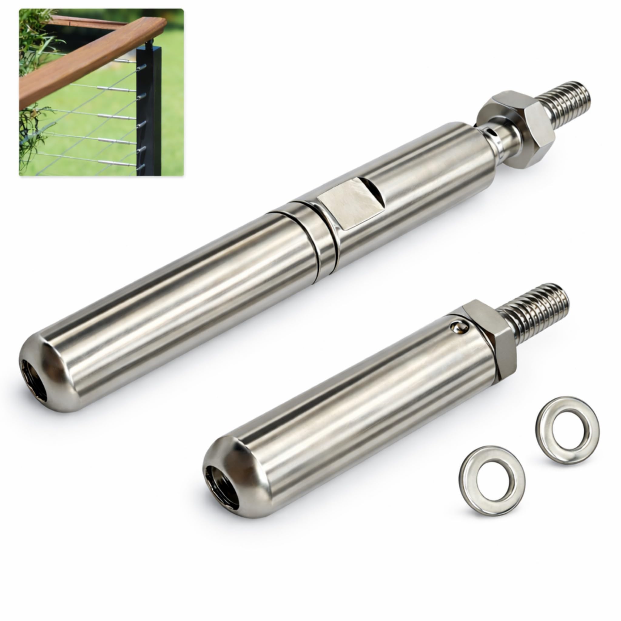 MR.RAIL, 1 paio di tenditori per ringhiere in acciaio inossidabile 316L, per sistemi di ringhiere per cavi da 1/8" 1 × 19, facile installazione, capacità di carico 7000N, per ringhiere orizzontali in