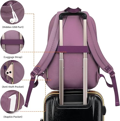 Miniatura 5 de Mochila para mujer de 17.3 pulgadas para viajes de trabajo, mochila para laptop para niñas en la escuela, compatible con la TSA