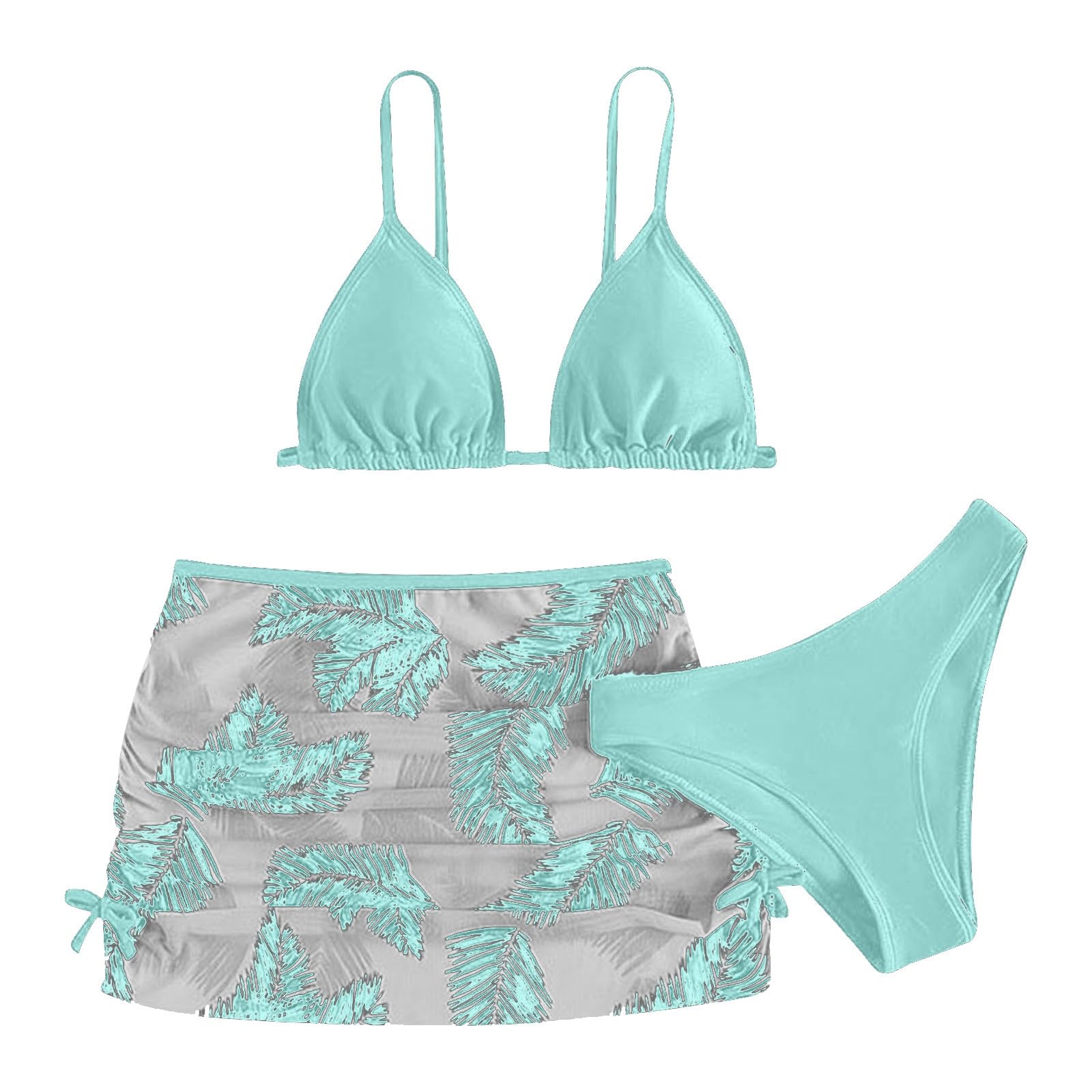 Bikinis 3 Piezas para Niña Trajes de Baño Verano Conjunto de Bikinis Niñas Ropa con Top Bikini Tirantes Ajustables Shorts Bikini y Falda Estampada dePlaya y Piscina