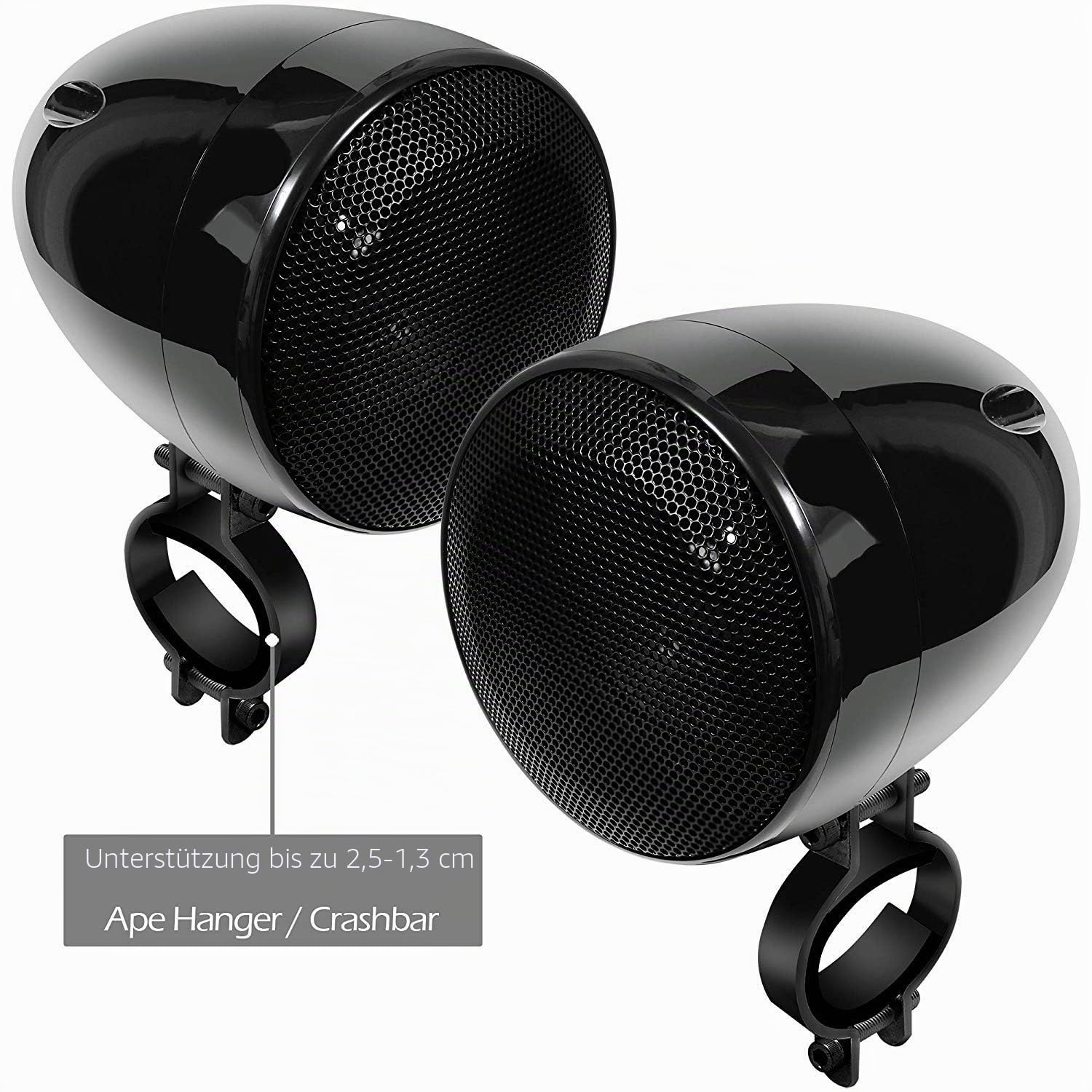 M150 Motorrad Verstärker Audio System mit AUX, MP3, FM Radio, 4 Zoll wasserdichte Bluetooth Stereo Lautsprecher, Fit für 1 zu 1,5 in. Lenker Motorräder ATV UTV RZR (Schwarz, Net)