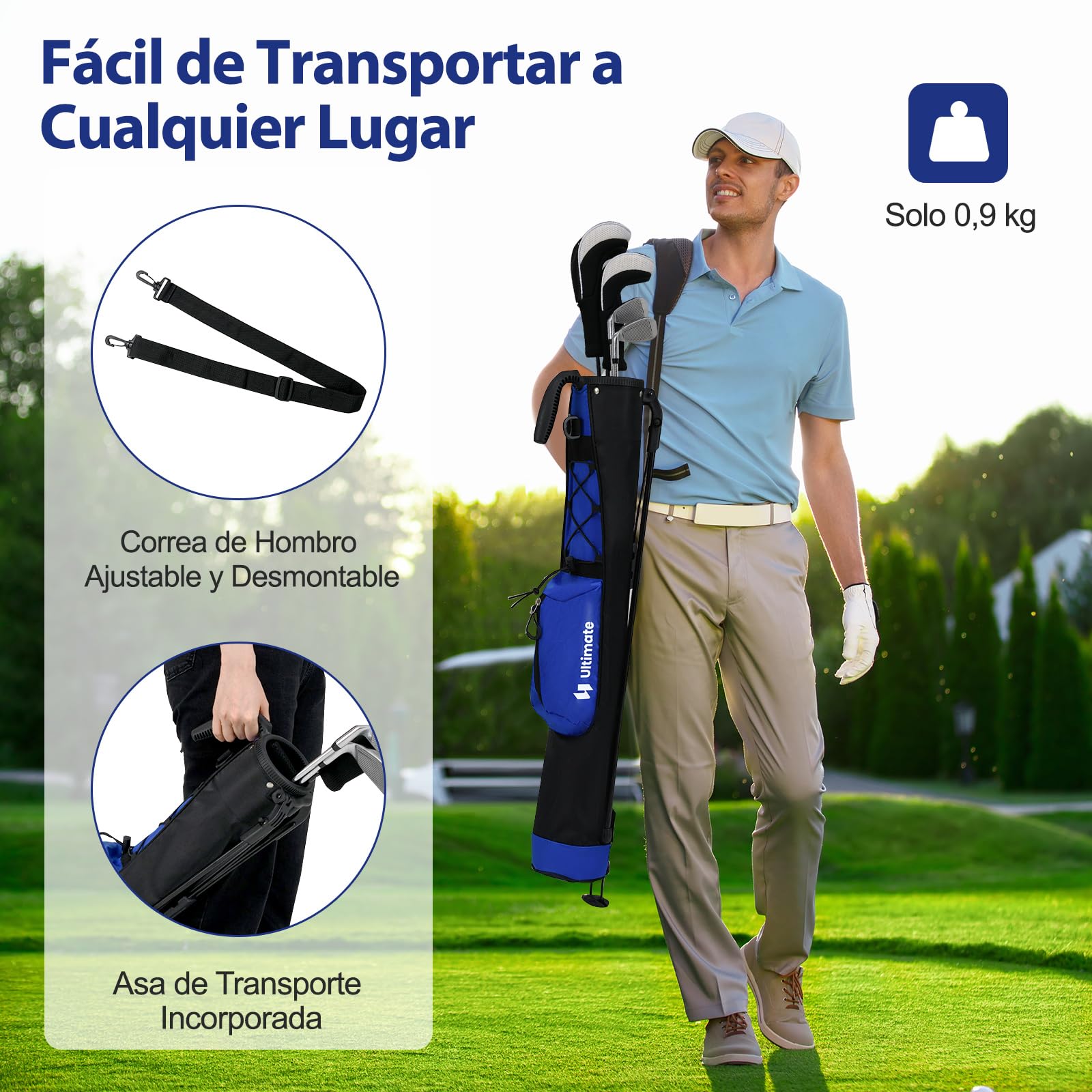 COSTWAY Bolsa de Golf Ligera con Soporte y Correa, para el Campo de Práctica, Par 3 y Campos Ejecutivos, Bolsa de Golf de Domingo, Soporte para Botella Unisex