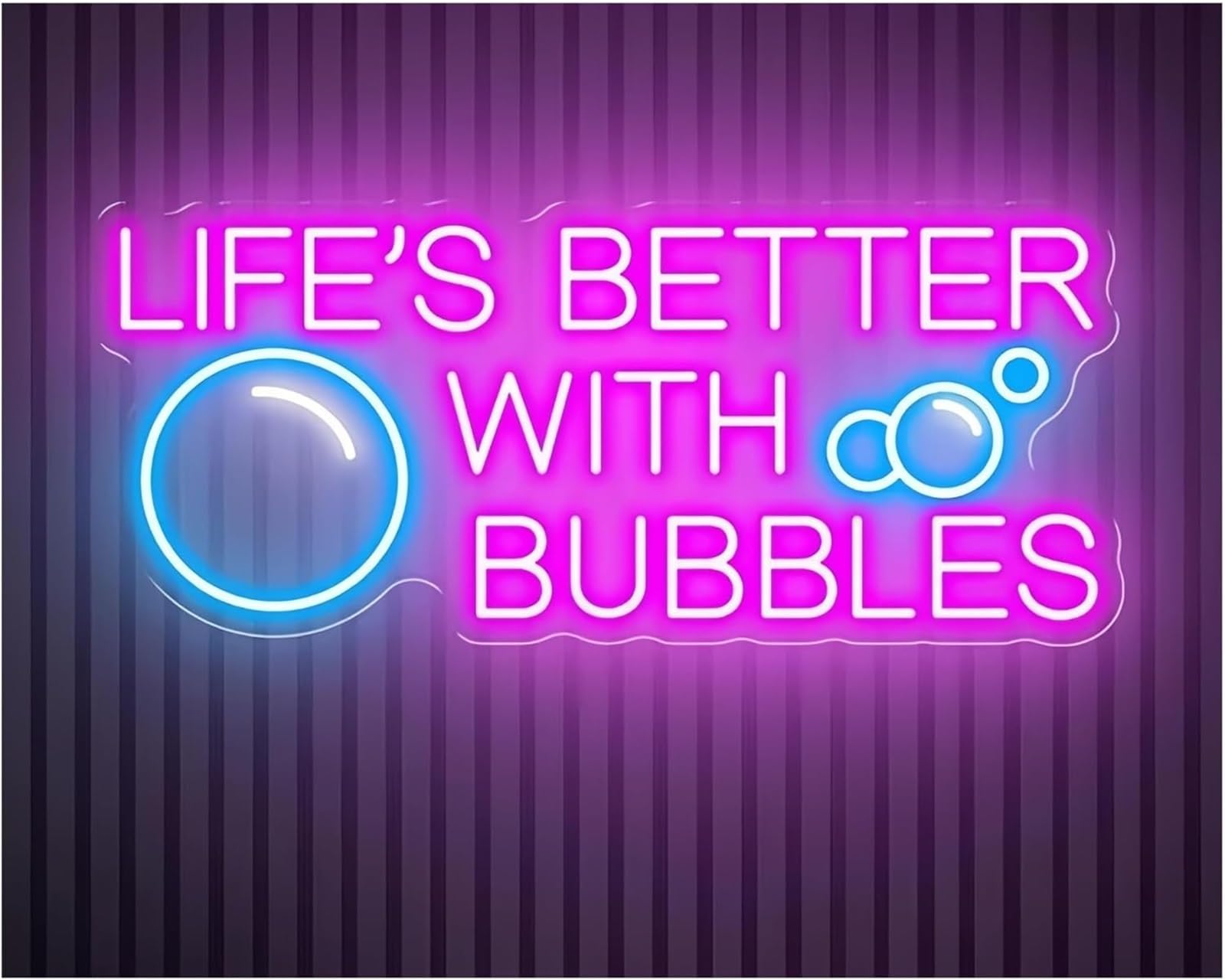Wexxaii neon Light Sign Soothing Ambiance Lamp Life is Better with Bubbles, Neon Sign, Wall Decor, Champagne(B)