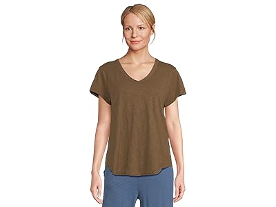 Mod-o-doc V-neck Short Sleeve T-Shirts With Curved Hem Women