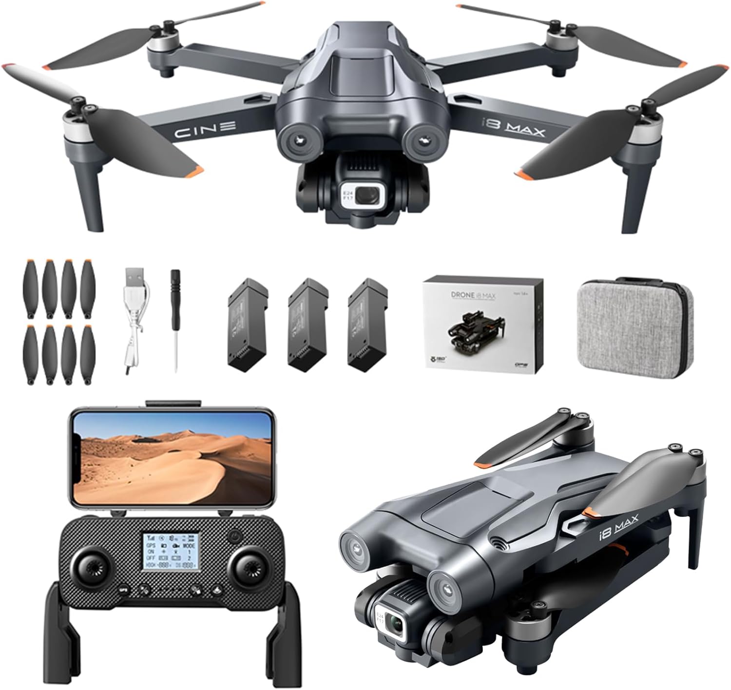 GPS Drone with 4K Camera for Adults 5G WiFi FPV Foldable RC Quadcopter for Beginners, 150° ESC Camera, 3 Batteries, 60mins Flight Time, Auto Return Home, Brushless Motor, Follow Me