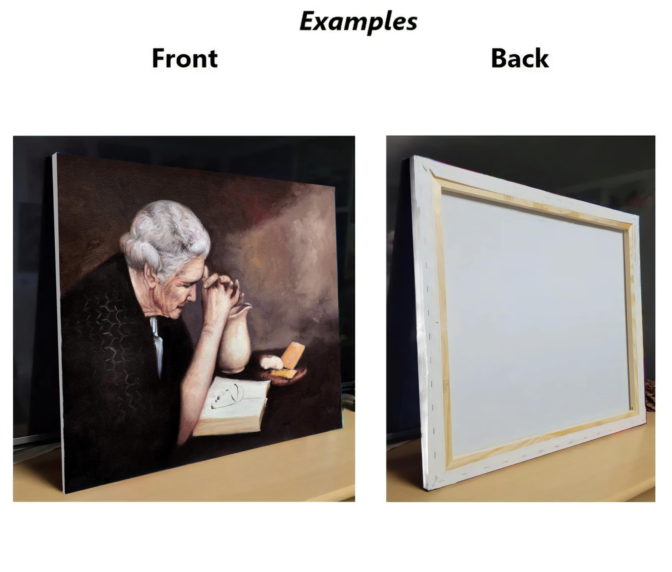 Jingzhi Oil Painting Reproduction on Canvas Gratitude Old Woman Praying Size 16''x20''Stretched,Ready to Hang