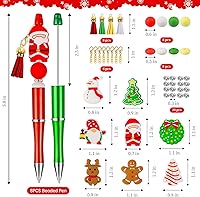 Vista 2 de CZWZ 8 piezas de bolígrafos de cuentas navideños, bolígrafos de plástico con cuentas y cuentas de silicona multicolor, bolígrafos navideños