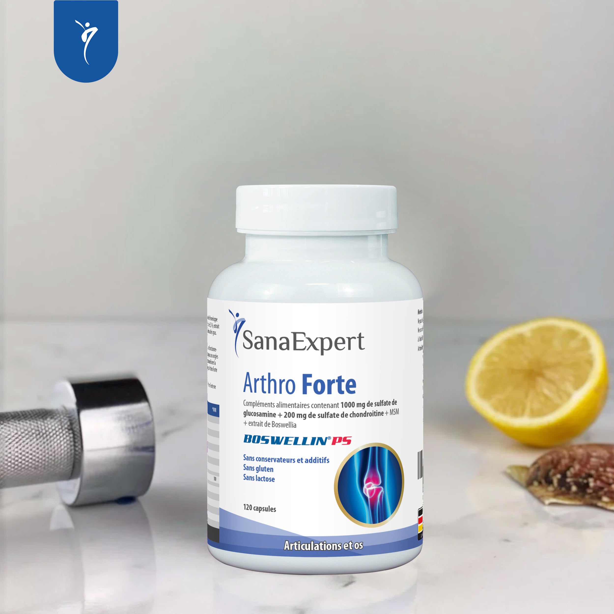 SanaExpert Arthro Forte | Support Naturel pour les Articulations et les Os | avec MSM, Sulfate de Glucosamine, Chondroïtine | 120 Capsules | Ingrédients 100% Naturels | Fabriqué en Allemagne