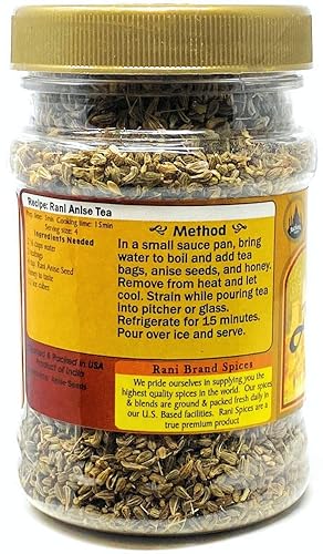 Miniatura 2 de Rani Anís Seeds (Hari Saunf) Tarro PET de 3 onzas (3.00 oz)  Todo natural  Apto para gluten  Sin OMG  Vegano  Origen indio