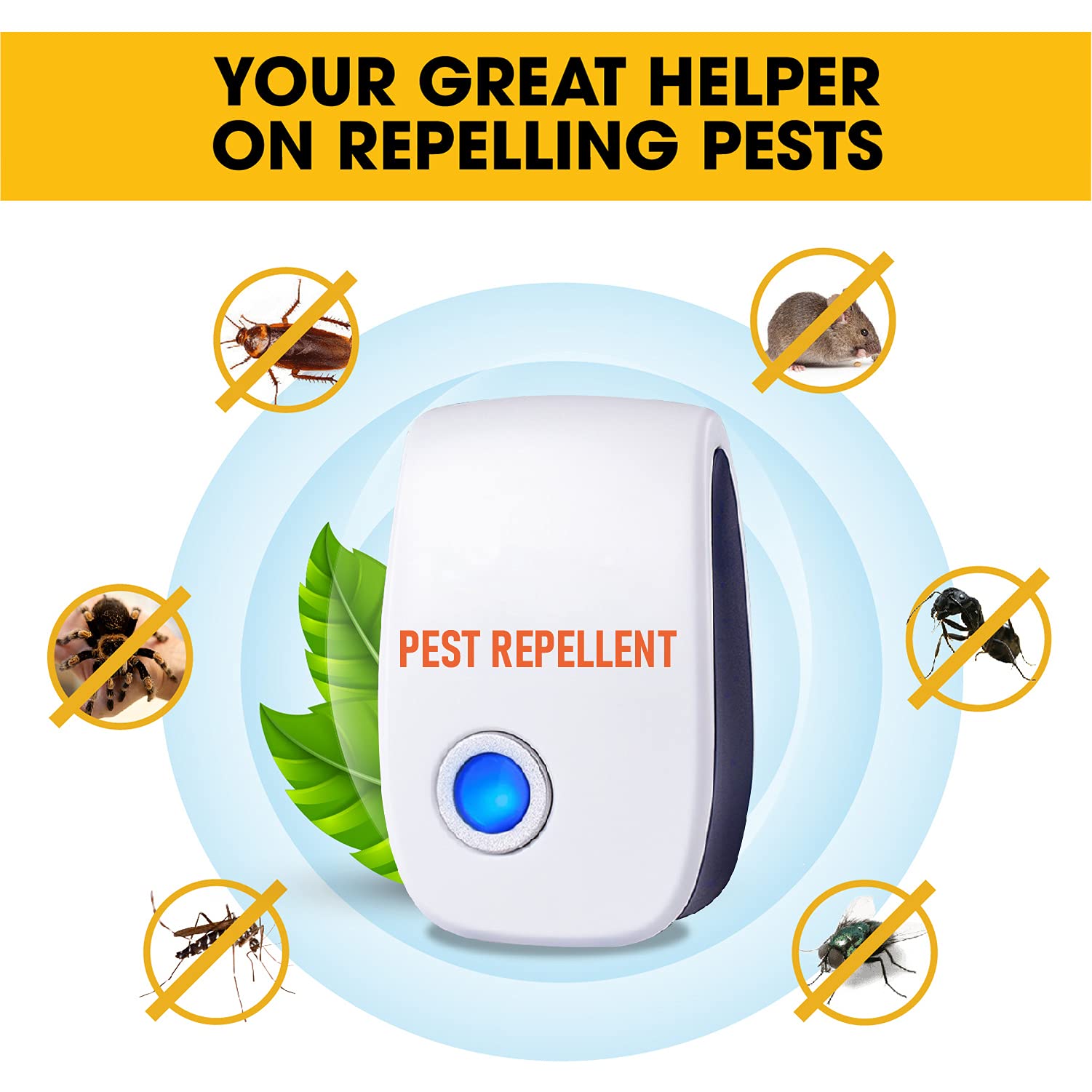 Lot de 6 répulsifs antiparasitaires à ultrasons à brancher - Répulsif anti-araignées - Répulsif anti-rongeurs d'intérieur à ultrasons - Répulsif anti-insectes à brancher - Répulsif anti-moustiques