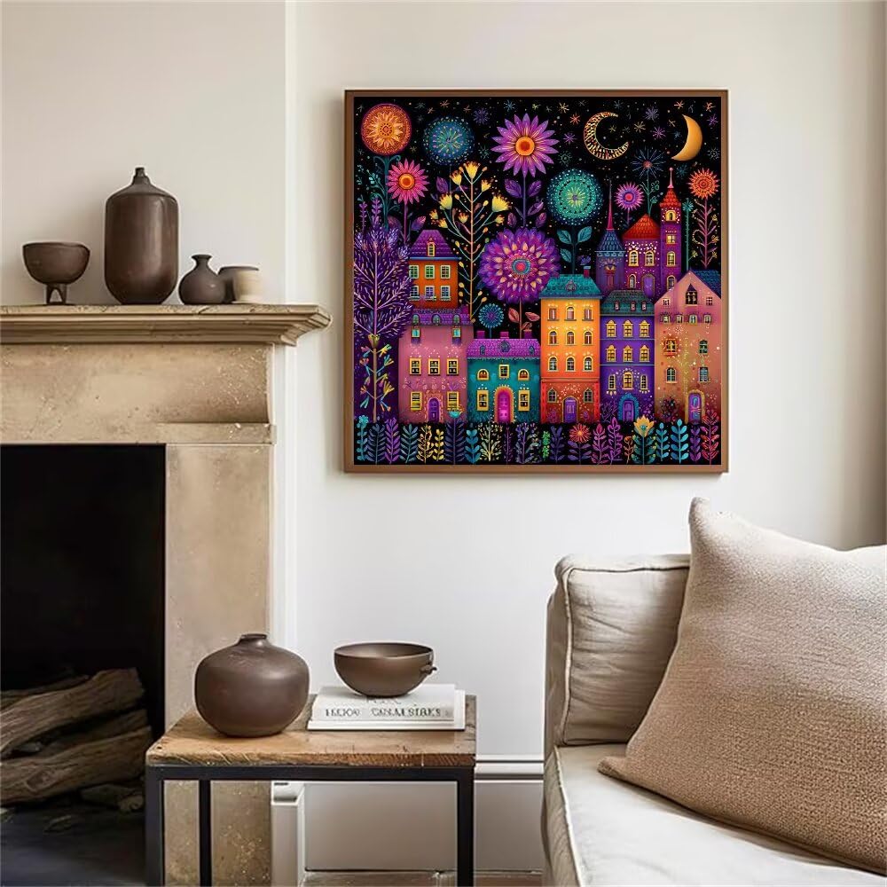 Malowanie według numerów dla dorosłych marzenie DIY malowanie według numerów z ramką, architektura Paint by Number z pędzlami i pigmentem akrylowym, DIY dla dorosłych prezent dla kobiet, dekoracja