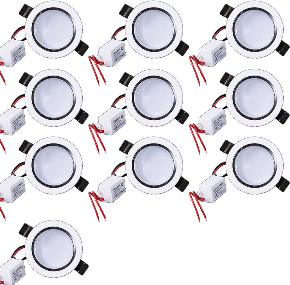 10pcs Pack 3w Dimmable LED Ceiling Lights, Warm White, with Transformer, 3 Inch