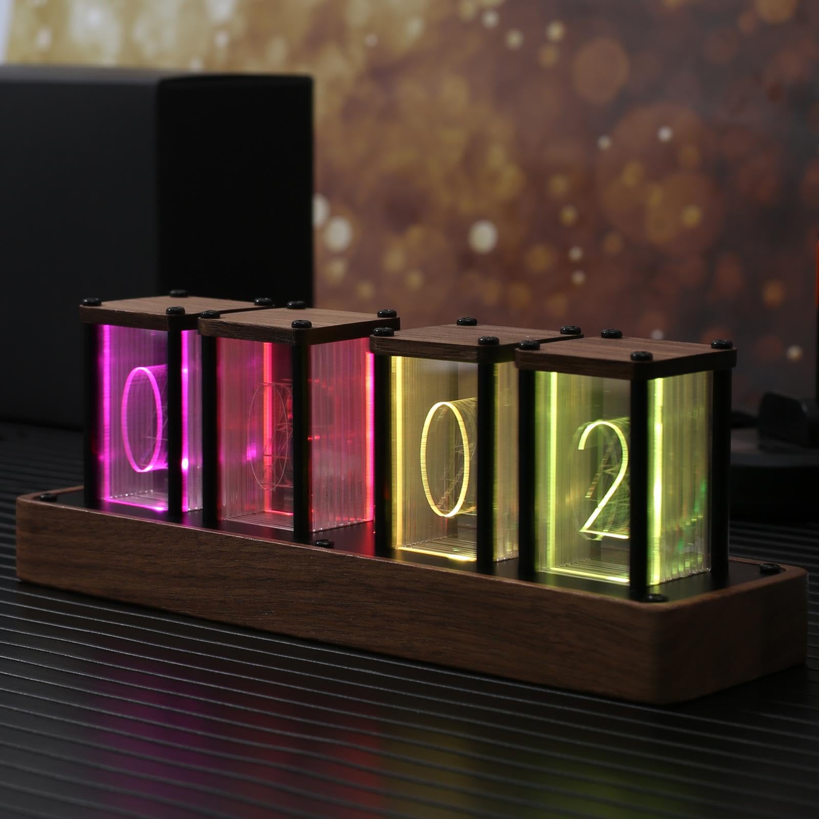 Generico Reloj de Tubo Nixie de Estilo Retro, Reloj LED de Escritorio, Decoración de Tubo Luminoso
