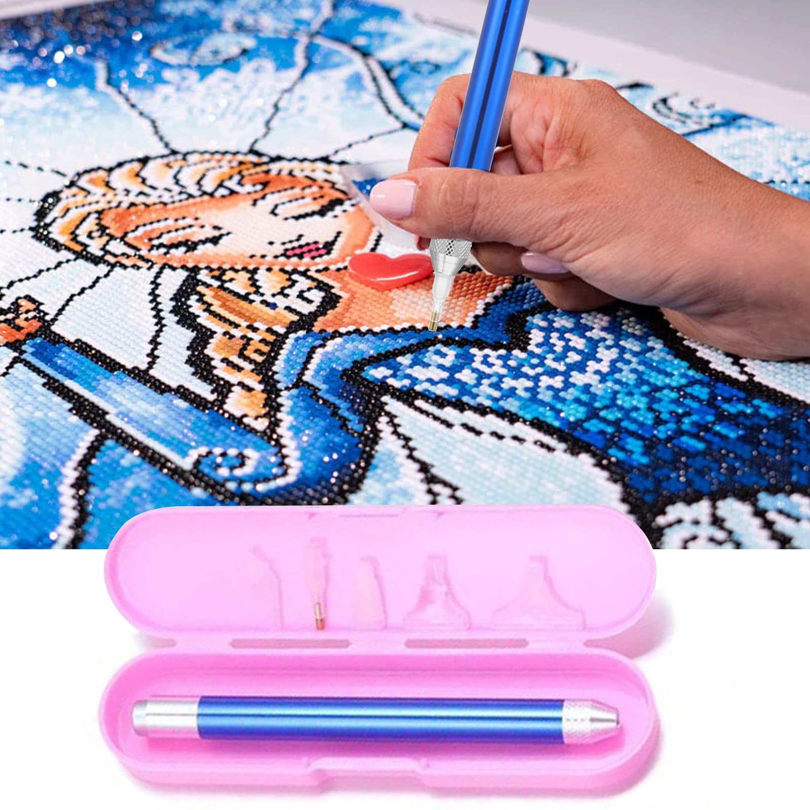 Stylo électrique Pour Diamond Painting - Avec Pompe à Vide Et 3 Pointes Métal - Ramasse Les Diamants Sans Cire - Alimentation USB