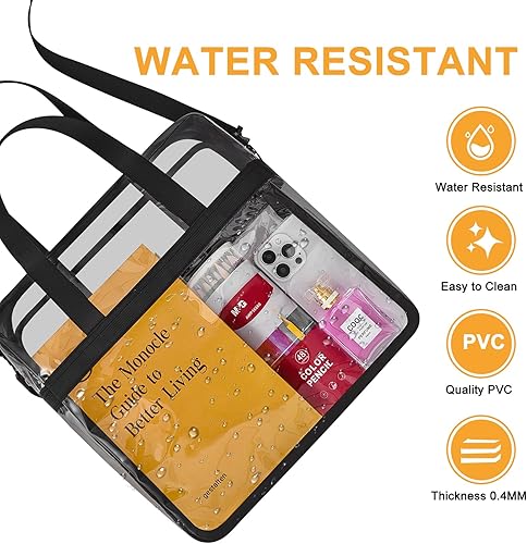 Miniatura 6 de Bolsa transparente para eventos en estadios bolsa transparente con correas ajustables para conciertos de trabajo, viajes, solo un bolsillo