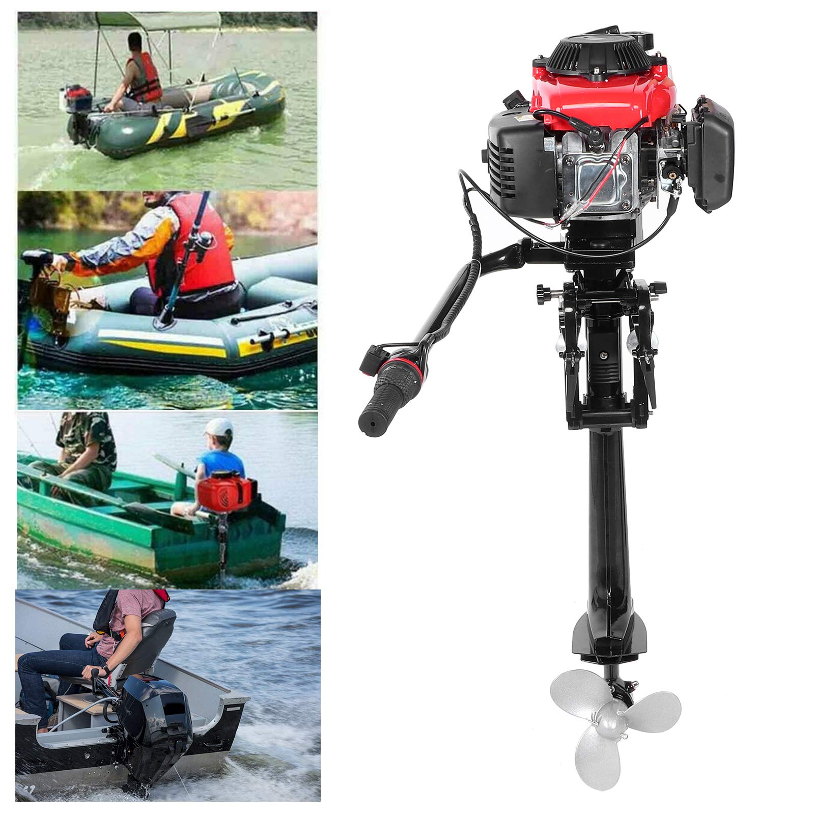 Boat Outboard Motor, 4 Stroke 4HP Heavy Duty Boat Engine with Air