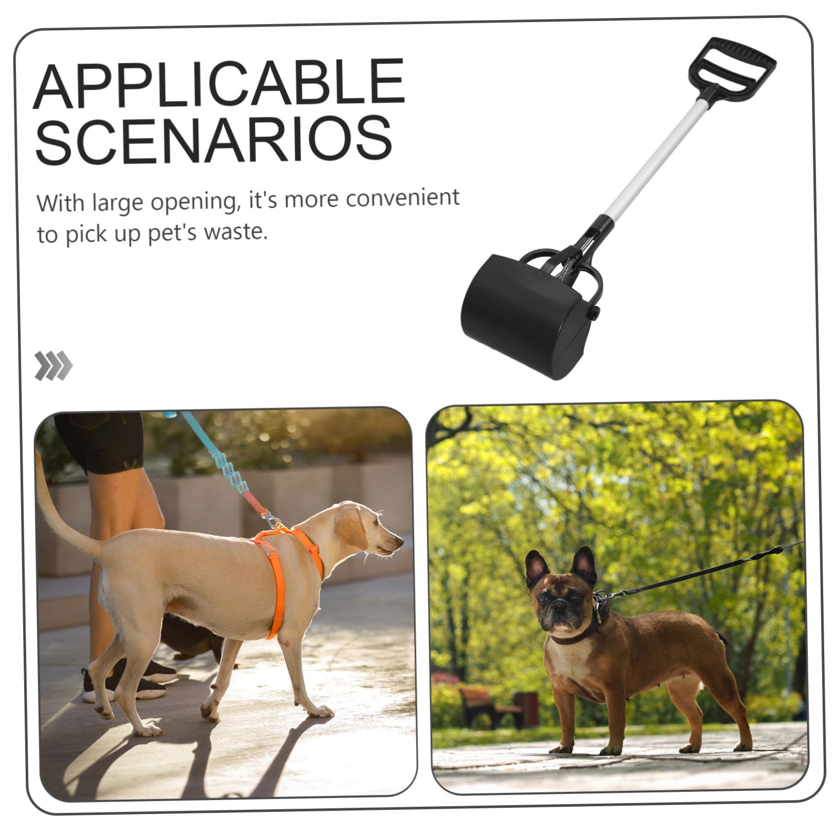 Ramasse-crottes pour Animaux à Long Manche, Outil de Nettoyage Solide en Plastique Noir, Nettoyage Extérieur, Usage Domestique, Animaux de Compagnie Chiens et Couleur Aléatoire