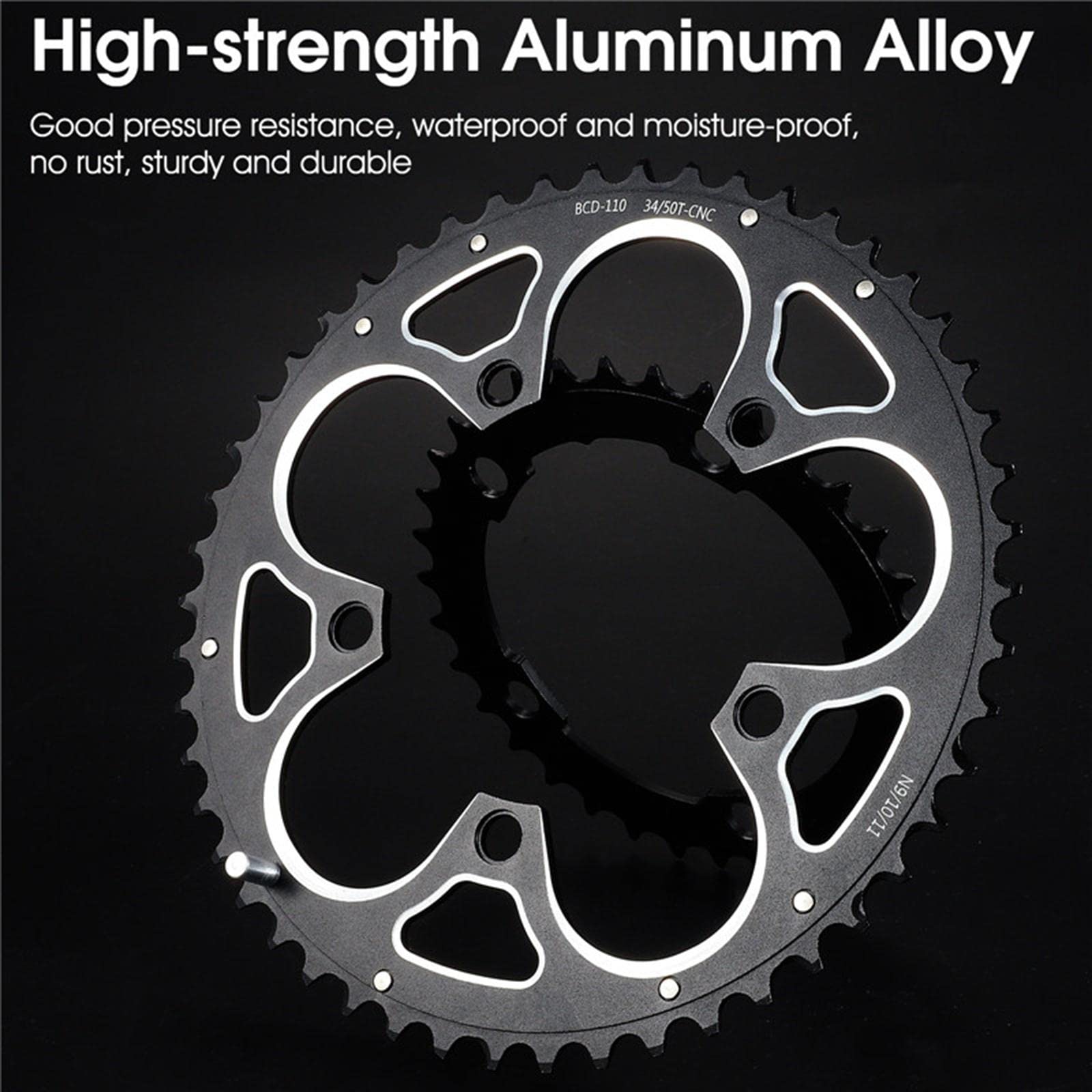 2 Piezas Plato de Bicicleta Platos 110mm para Bicicleta Ruta Accesorios de Doble Plato CNC Aleación Ligera Resistente Agua Apto para C