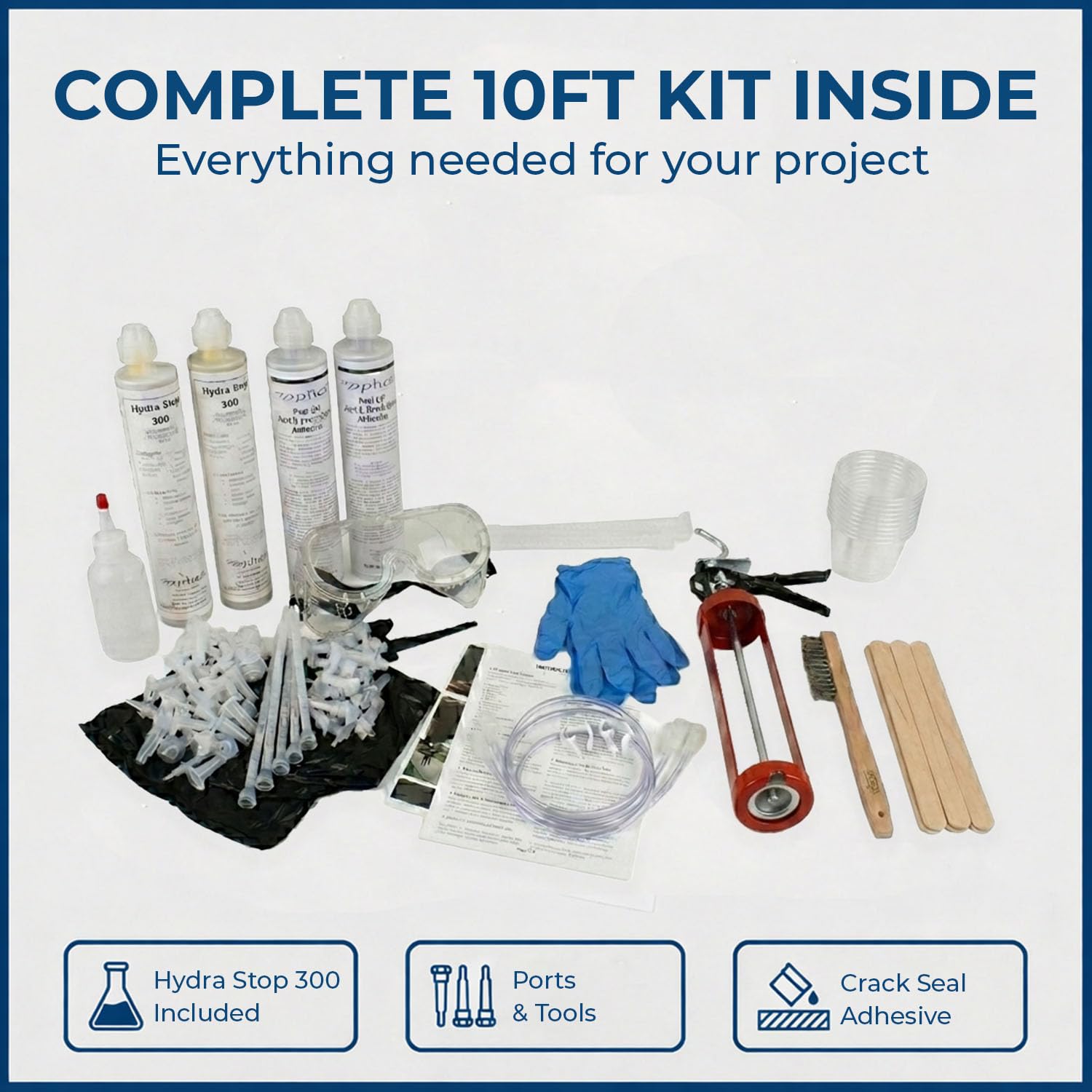 Kit de reparación de grietas de 10 pies, espuma de poliuretano, resistente al agua, fundación de hormigón y sótano, evita fugas de agua a través de grietas en el sótano de hormigón.