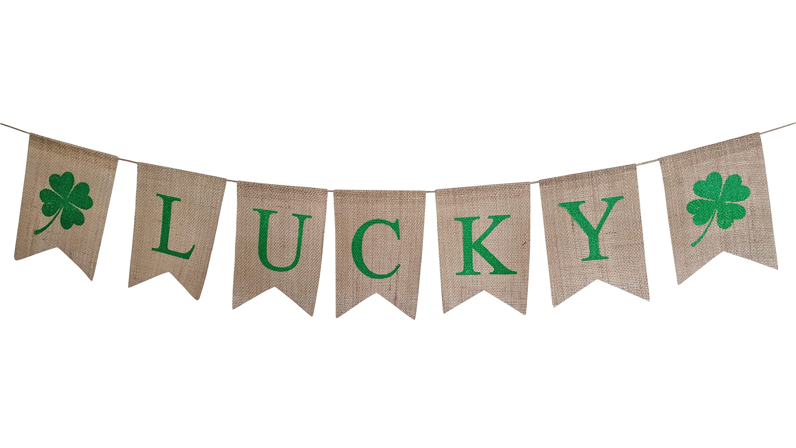 St. Patrick's Day Fabric Bunting Garland - Green, White & Orange Scalloped, 18 Inches Long - View #7