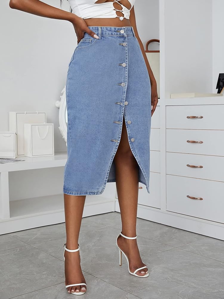 denim midi skirt amazon