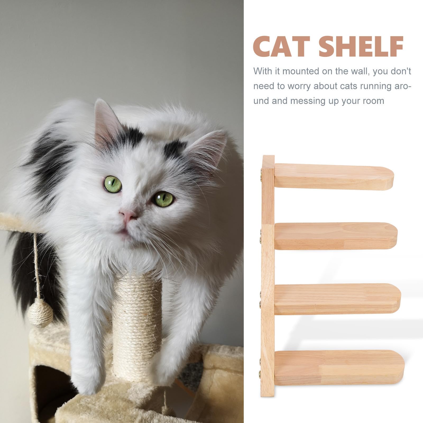 Homoyoyo Katzenwandtreppe Katzenregal Kletterbrett für Katzen Khaki 15lb für Hauskatzen und Kätzchen für Innenbereich