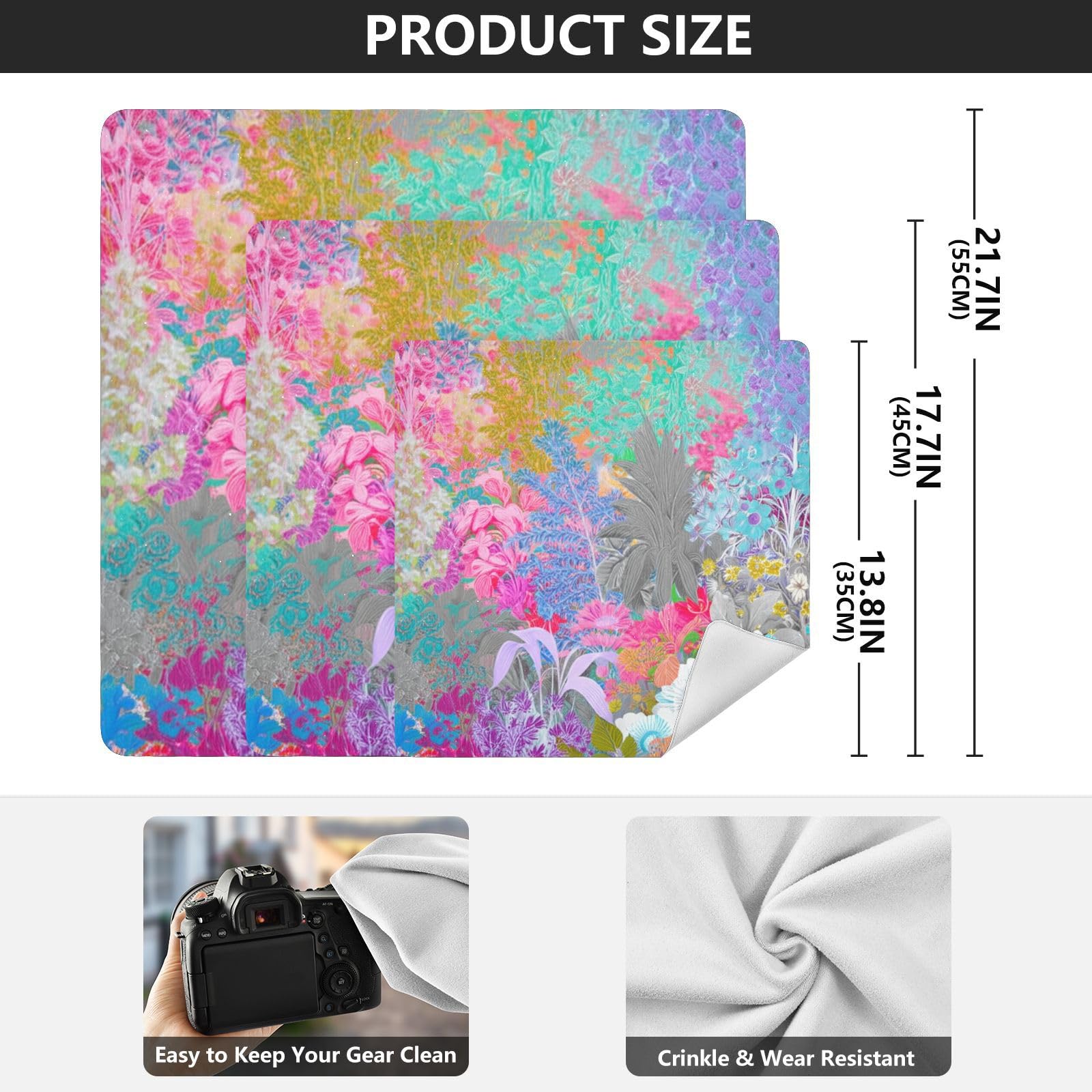 ODAWA Anti-scratch Lens Camera Wrap Floral Grey Self-Adhesive Cloths 21.7