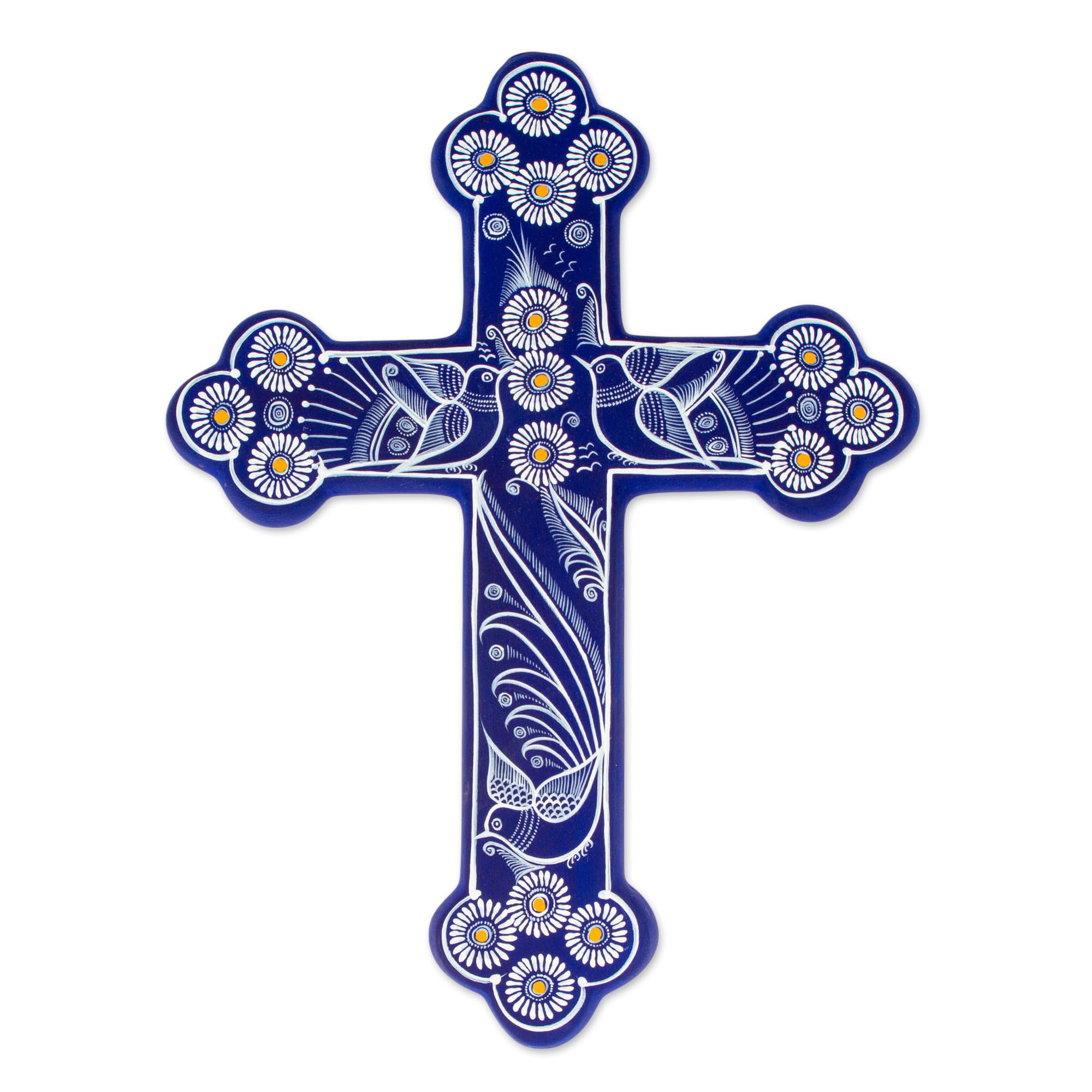 Amazon.com: NOVICA Artisan Handmade Ceramic Wall Cross Blue with