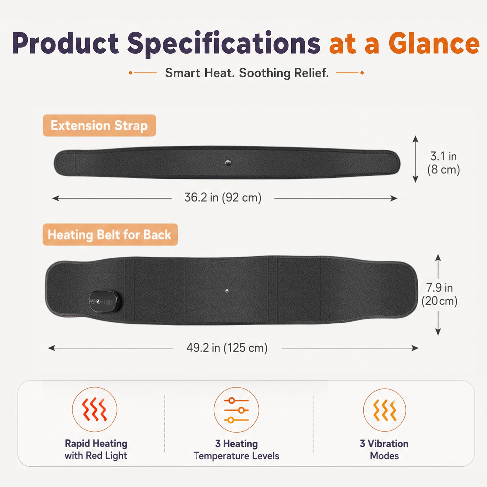 Cinturón térmico inalámbrico con batería de 5000 mAh y calentador de espalda para relajación lumbar, cojín térmico con apagado automático, cinturón de masaje eléctrico portátil (negro)