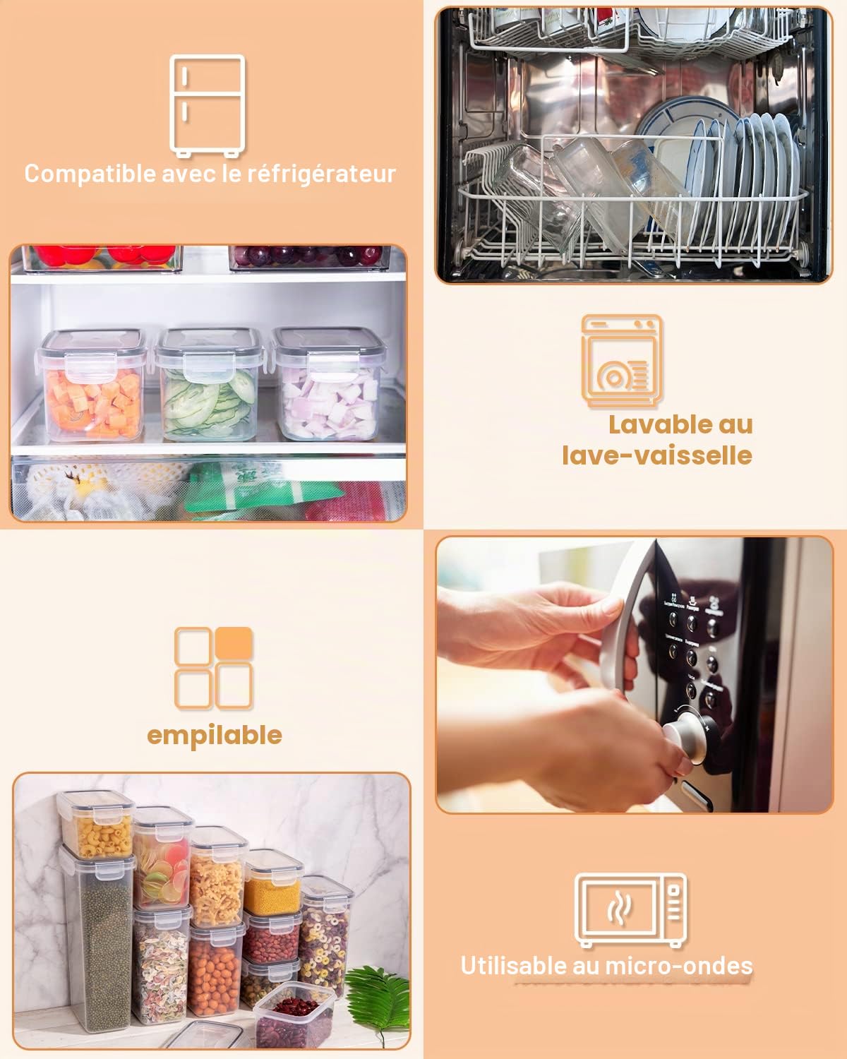 Lot de 25 Boite de Rangement Cuisine Alimentaire Hermétique