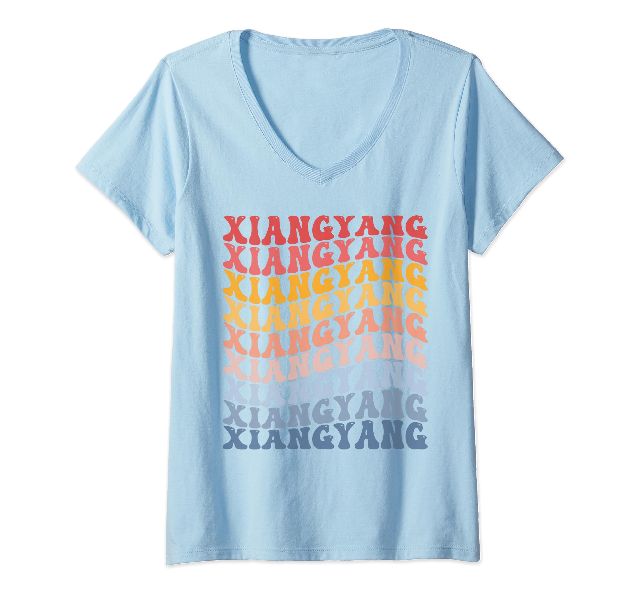 Xiangyang City Groovy Retro V-Neck T-Shirt