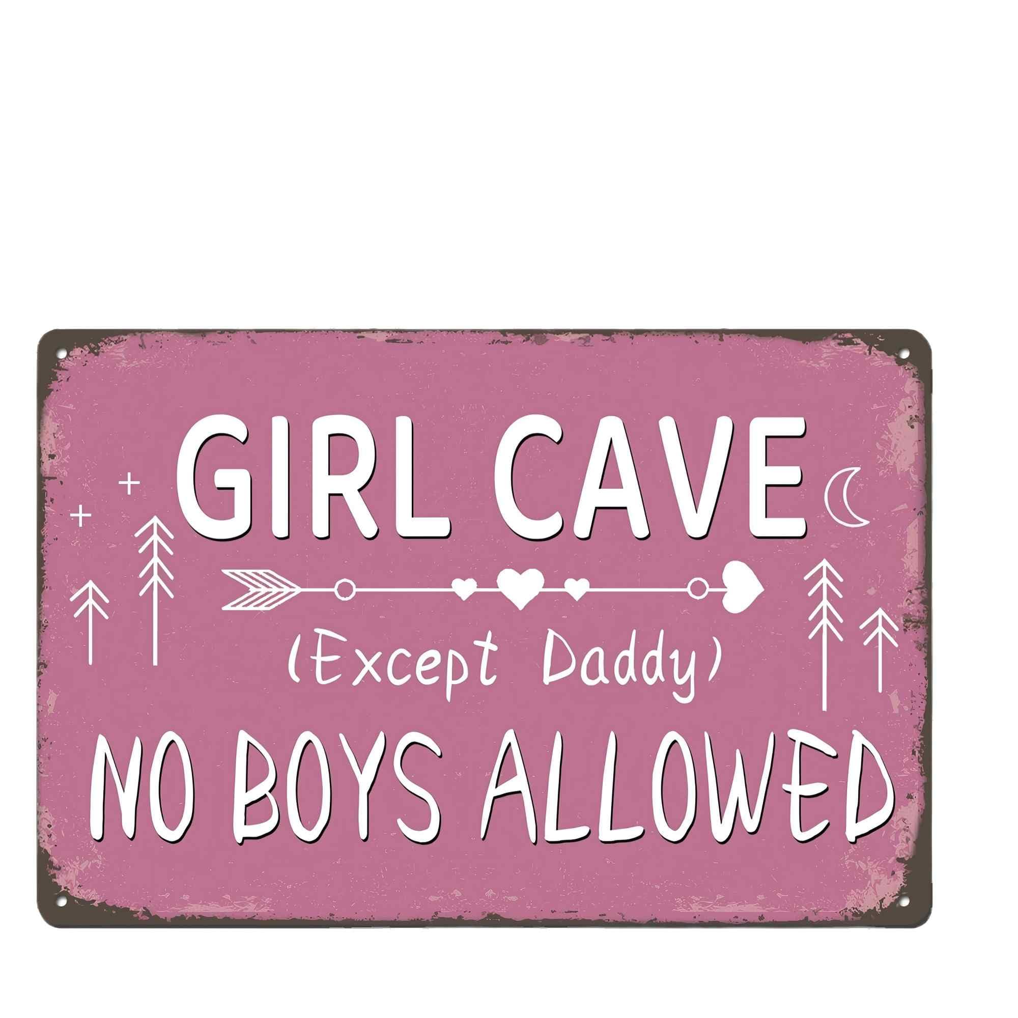 DWUENT Preppy, Preppy Room Decor, Nursery Preppys Room Decor, Girls Rooms Sign, Hanging Iron Wall Decor for Teen Girls Bedroom, 20x30cm No Boys Allowed Sign, Stylish Rooms Decoration