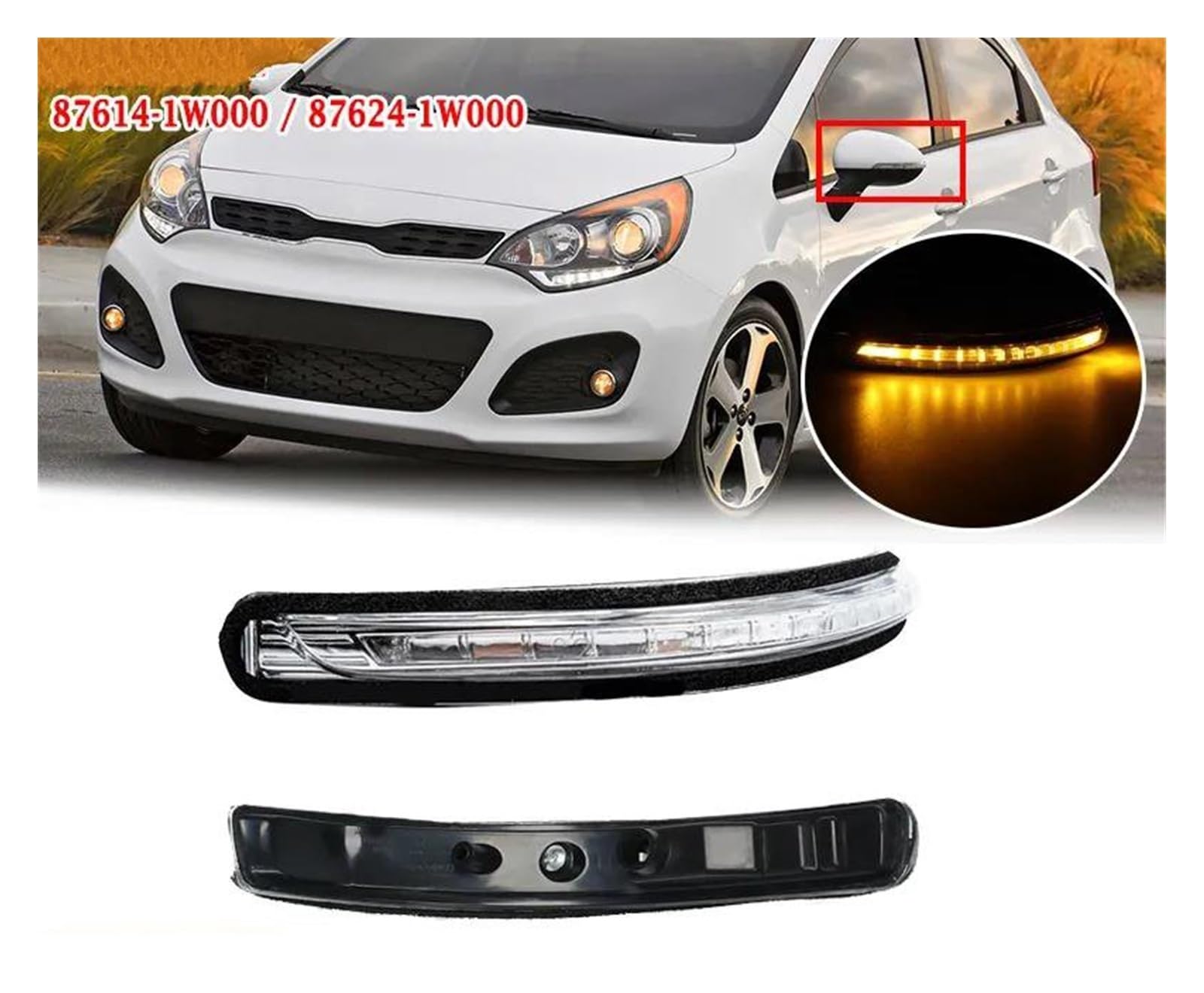 Luz De Gálibo Para Kia Para RIO Para Mk3 11-16 Espejo Retrovisor Coche LED Luces Intermitentes Laterales 87624-1W000 Lámpara Indicadora Repetidor Ala Lateral Luces De Posición ( Talla : Izquierda )