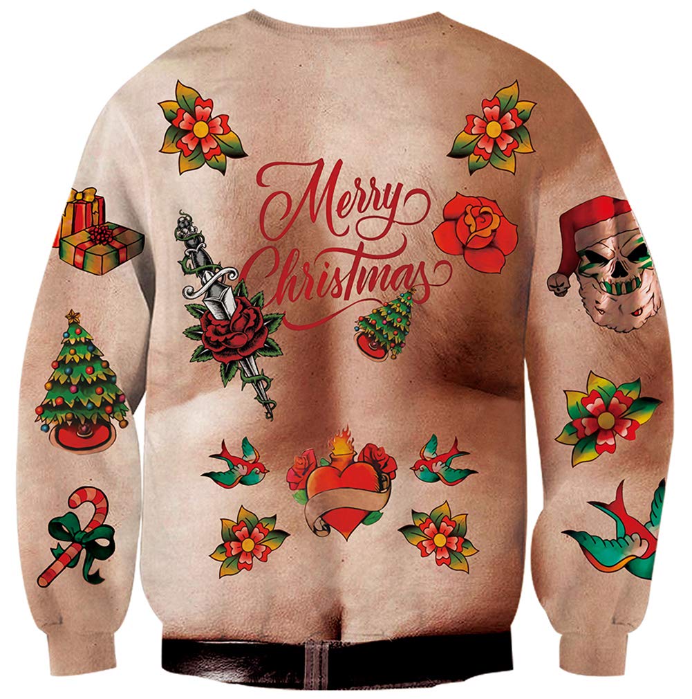 Goodstoworld Funny Christmas Sweater Chest Hair Ugly Xmas