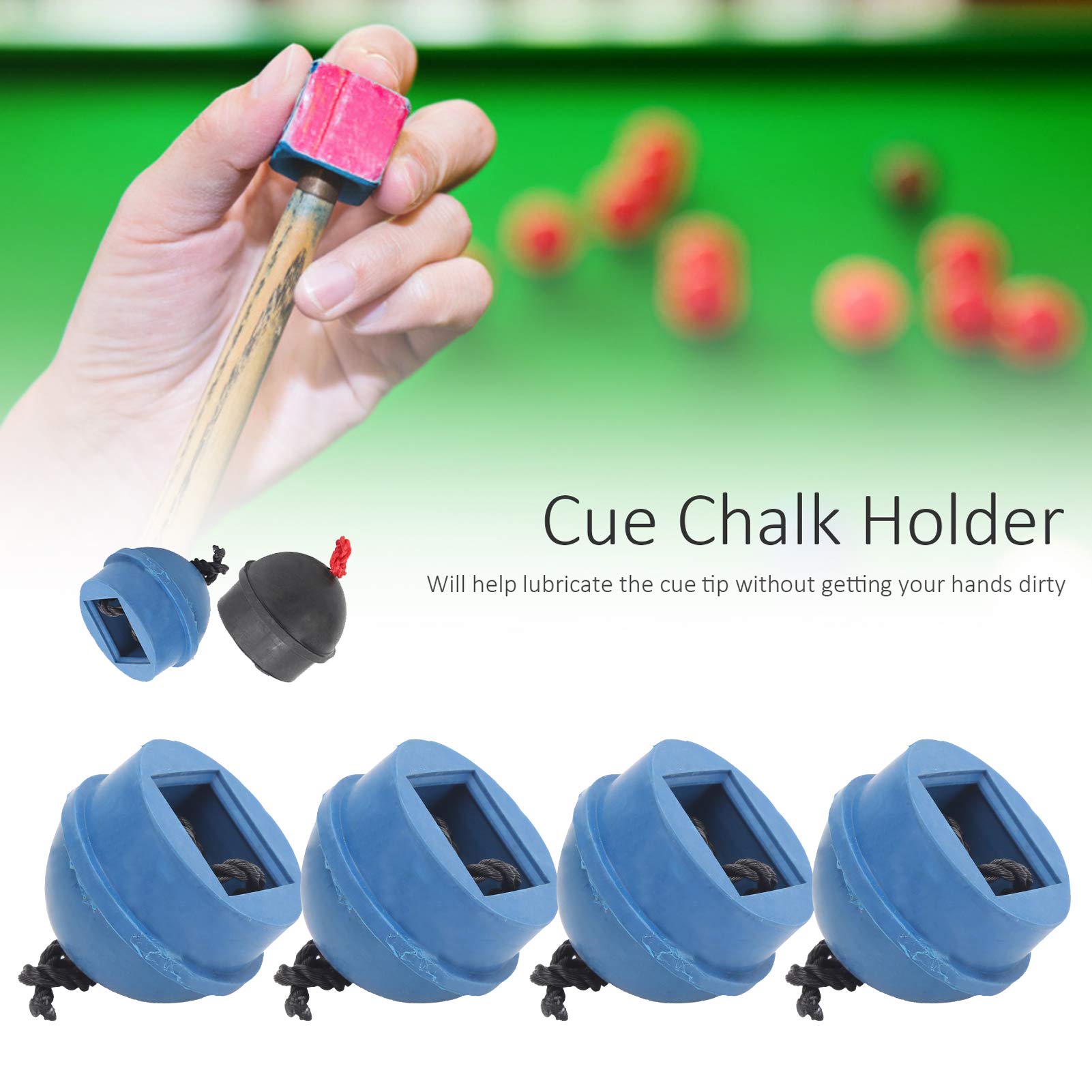 4 Porte-Craies Billard LK - Support Caoutchouc Avec Cordon - Accessoire Pour Queue De Billard