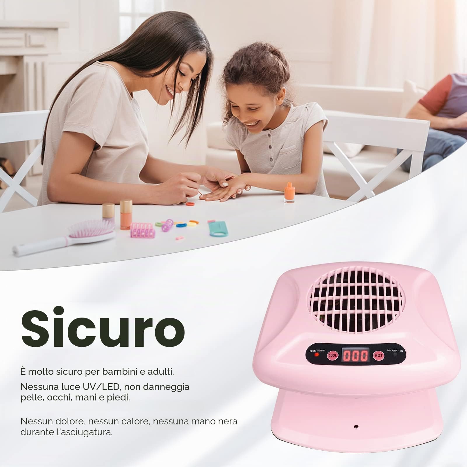 Asciuga Unghie Ad Aria Con Sensore Automatico, Asciuga Unghie Ad Aria Con Temporizzazione Da 300 W Per Mani E Piedi, Asciuga Unghie A Vento Caldo E Freddo Per Smalto Per Unghie Normale