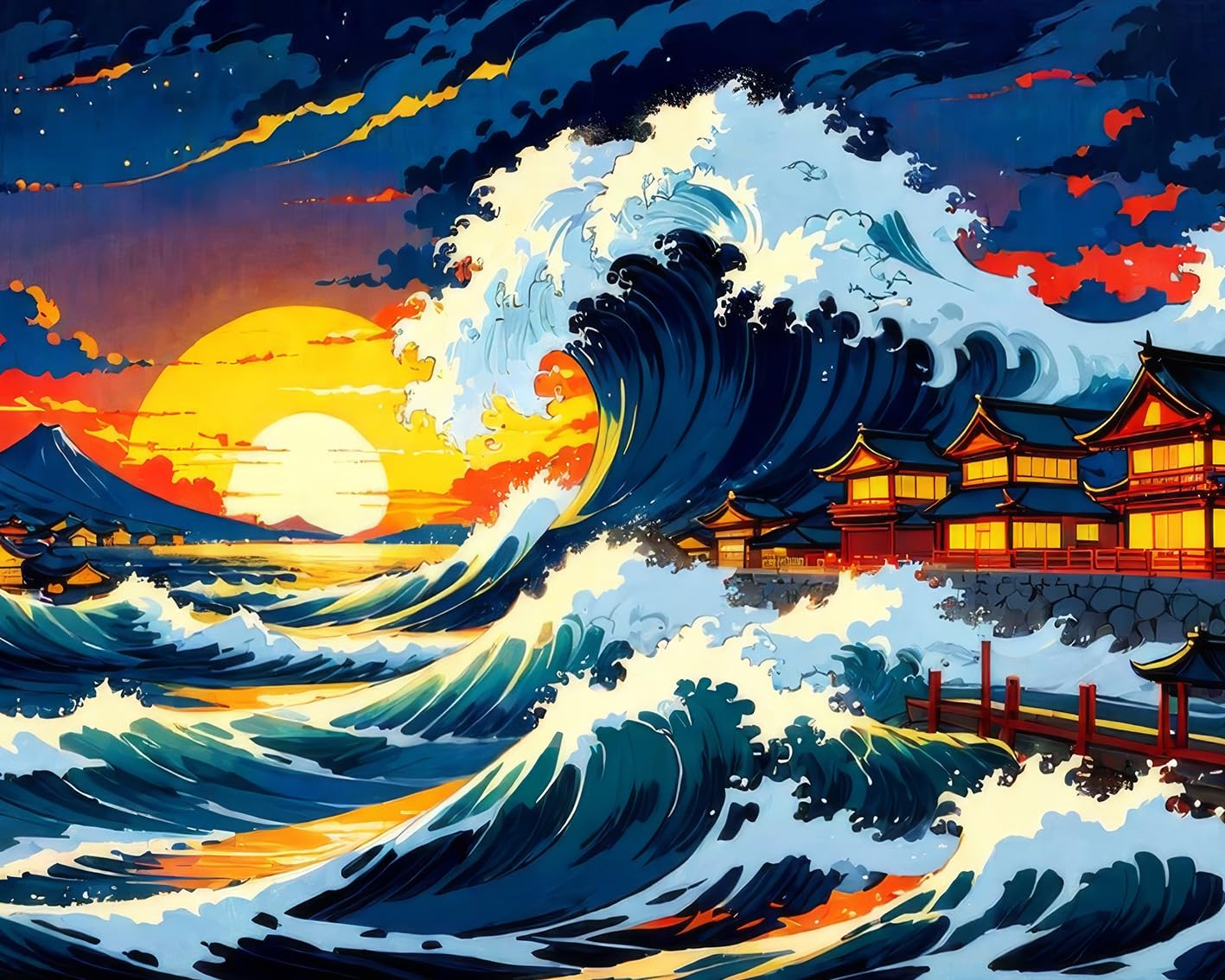 Rebotipy Paint by Numbers for Adults Beginners Paint by Number Binh Thuan Pagoda in Ta Cu Mountain Oil Painting DIY Paint by Numbers Kits Canvas Paintworks Artwork 16x20inch (Frameless)