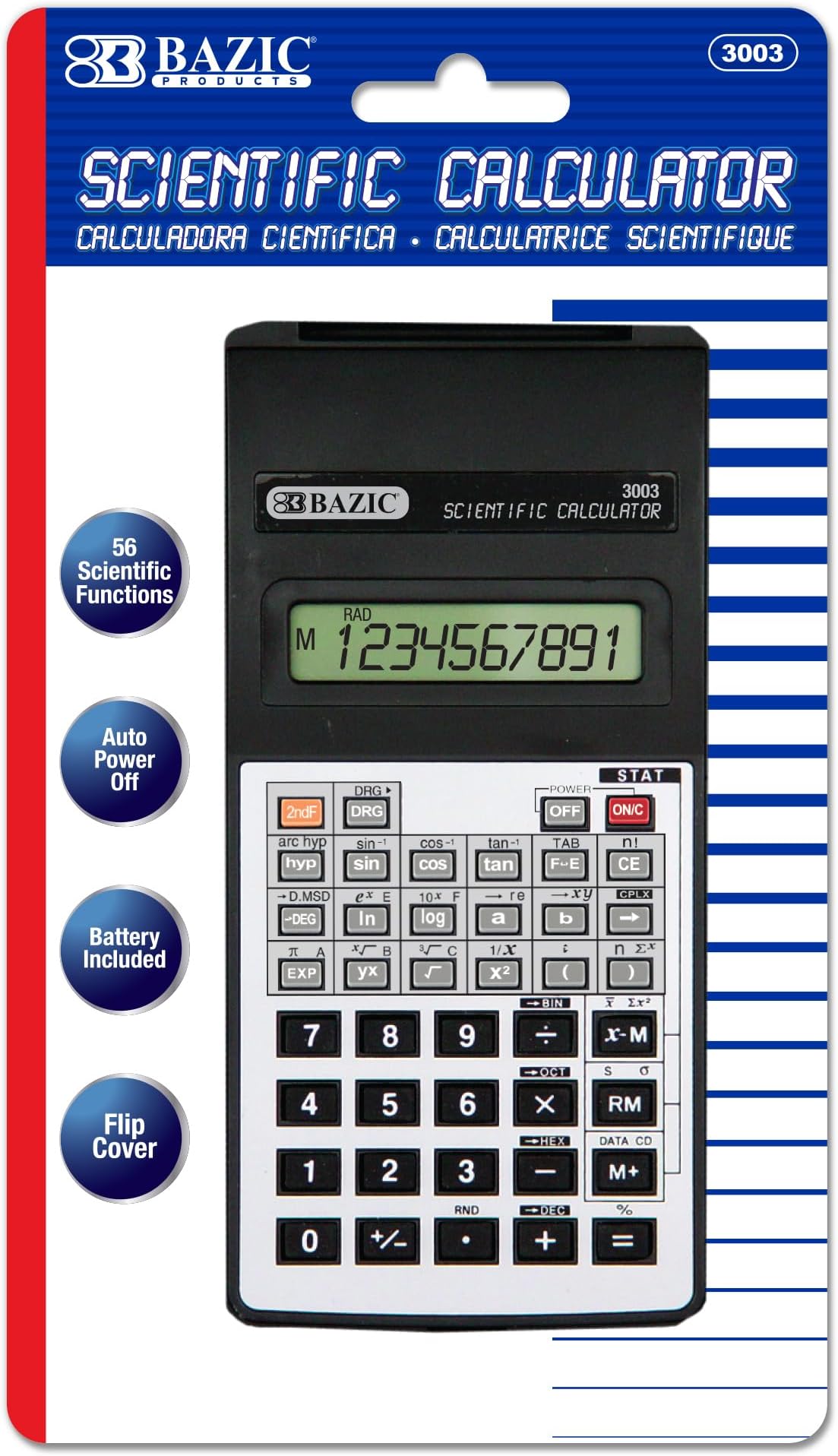 BAZIC Products 10-Digit Scientific Calculator w/Flip Cover