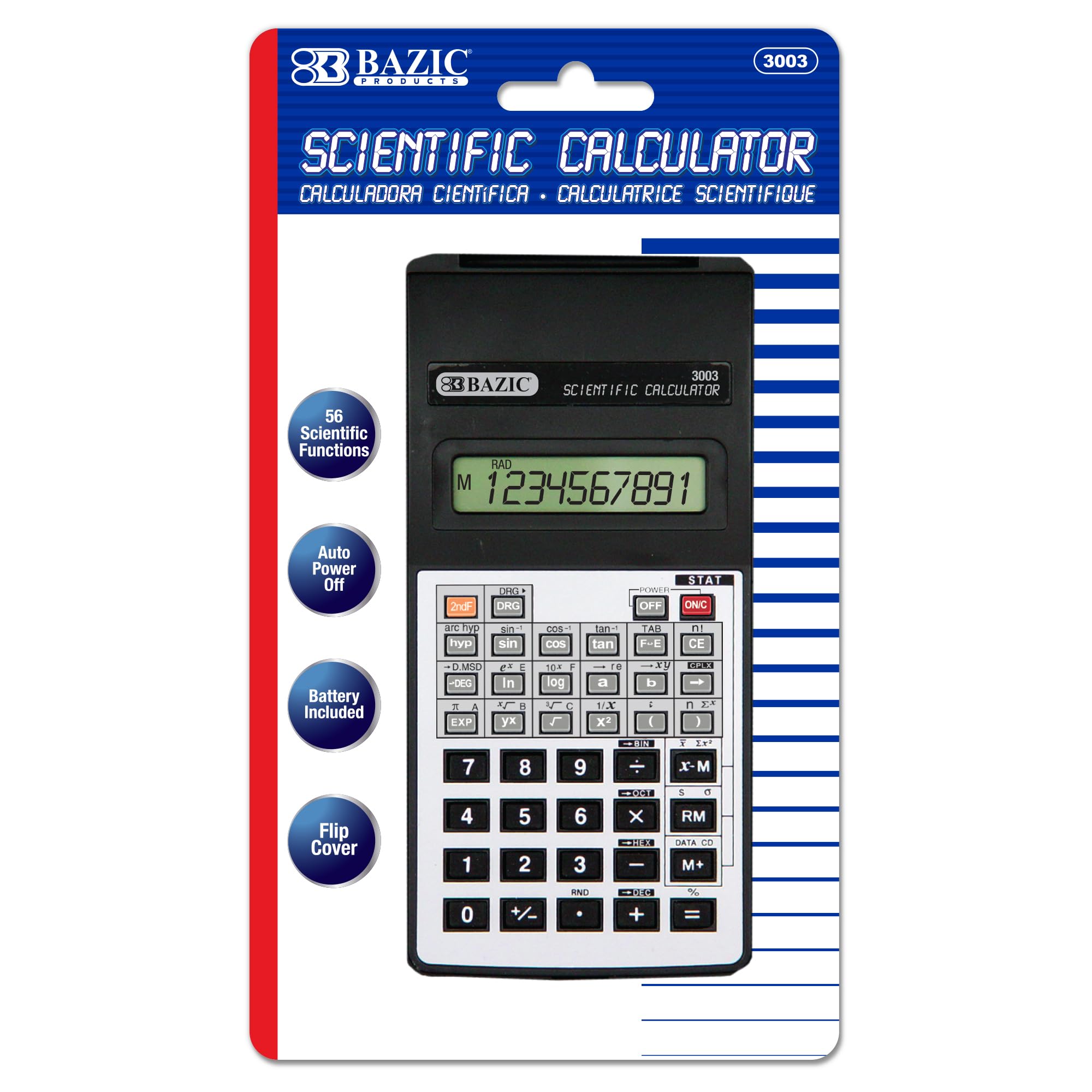 BAZIC Products 10-Digit Scientific Calculator w/Flip Cover