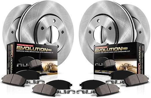 POWERSTOP Brake Kit For Cadillac Escalade Chevy Silverado 1500 Suburban Tahoe GMC Sierra 1500 Yukon Autospecialty Front and Rear Replacement OE Brake Rotors & Ceramic Brake Pads KOE6560